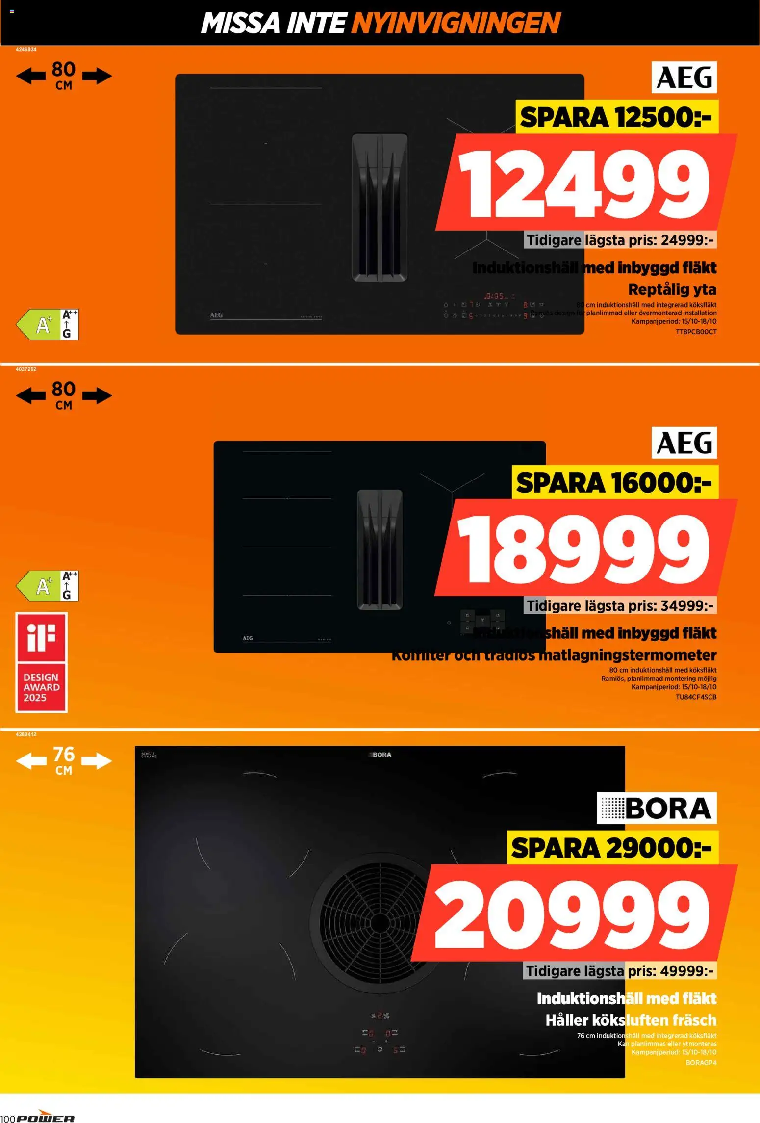 Power reklamblad aktuell från 15/10/2026 | Sida: 100 | Produkter: Köksfläkt, Fläkt, Induktionshäll