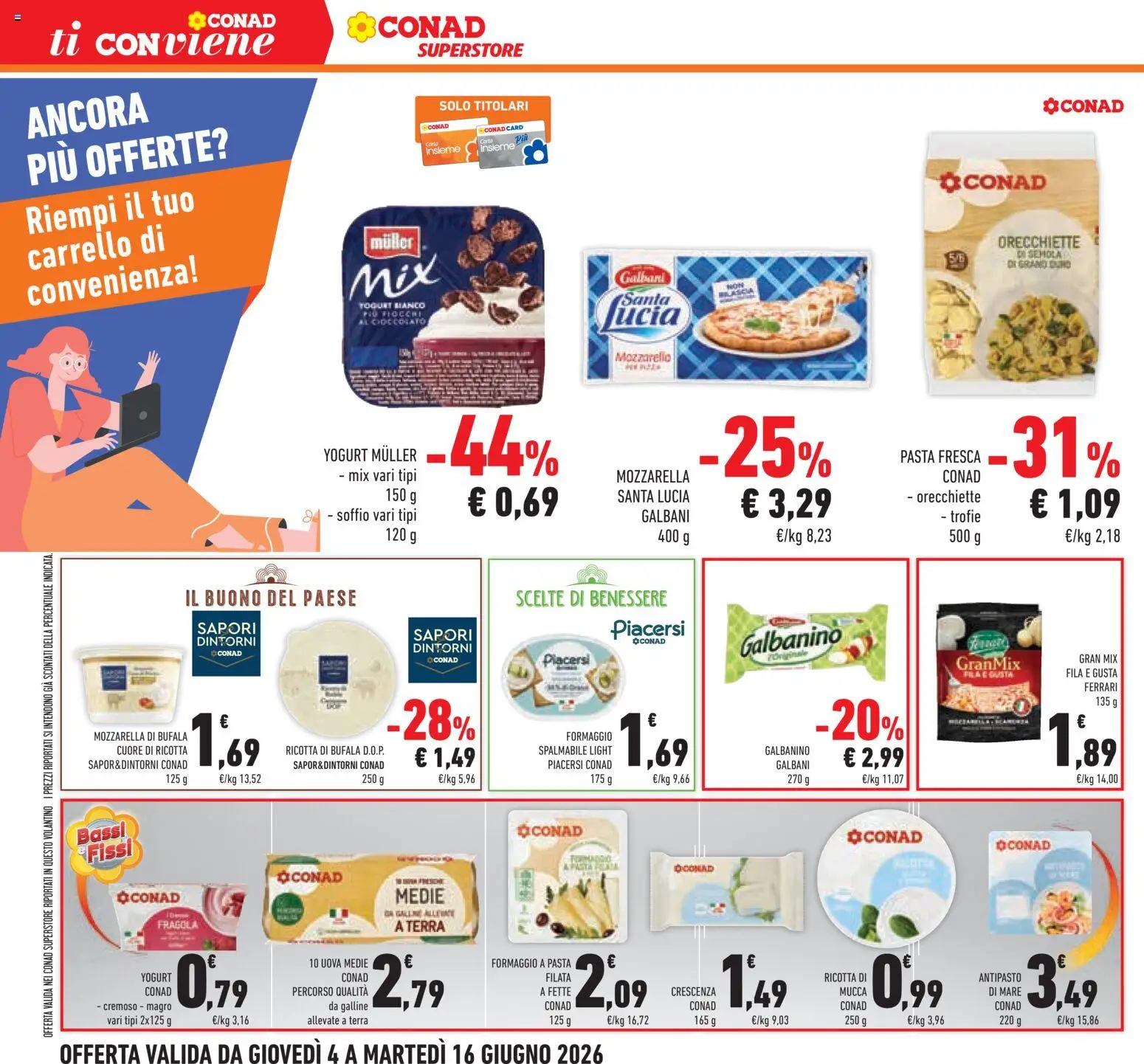 Volantino Conad del 04.06.2026 | Pagina: 38 | Prodotti: Uova, Cioccolato, Carrello, Terra