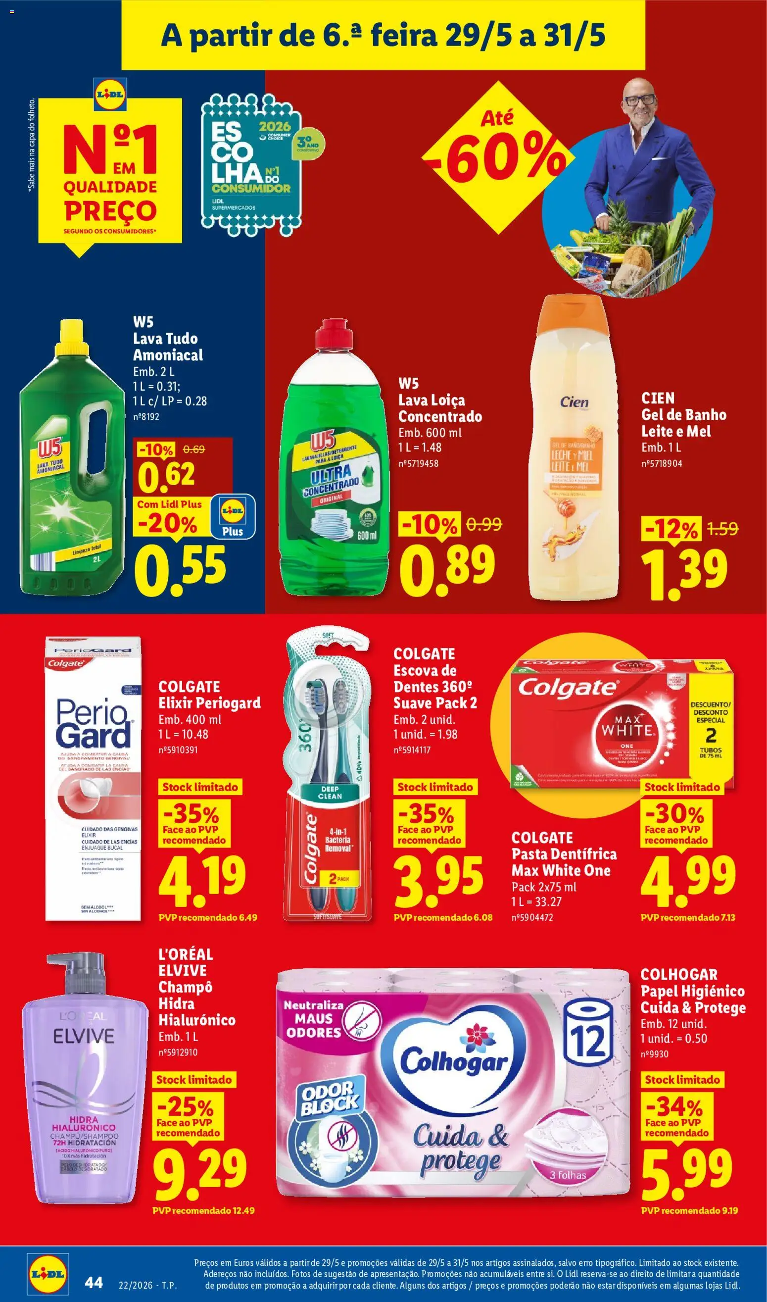 Lidl folheto │ válido de 25.05.2026 | Página: 44 | Produtos: Lava loiça, Papel higiénico, Escova de dentes, Mel