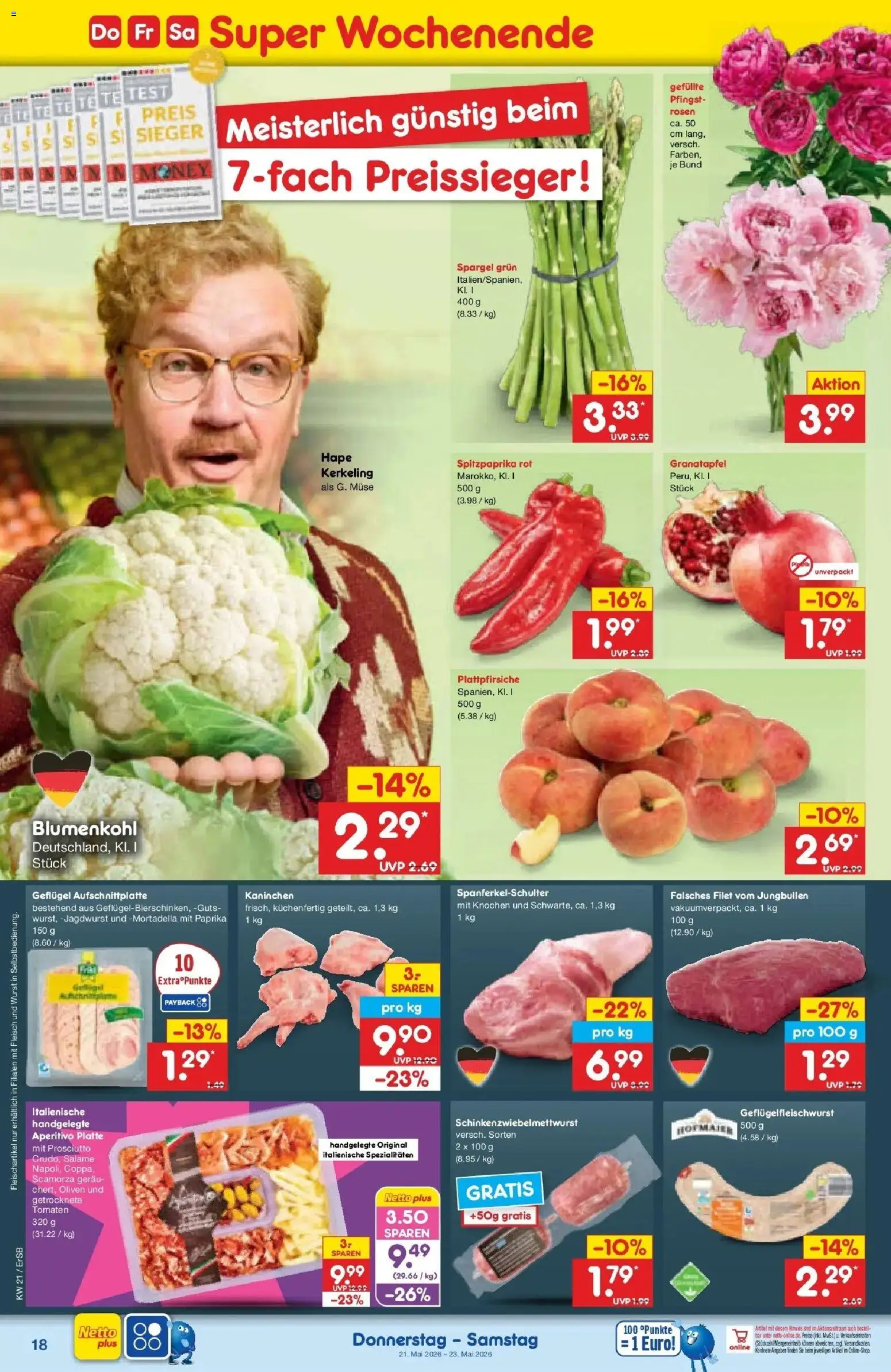 Netto Marken-Discount Prospekt Nordhausen	 – gültig ab 17.05.2026 | Seite: 20 | Produkte: Spargel, Paprika, Blumenkohl, Fleisch