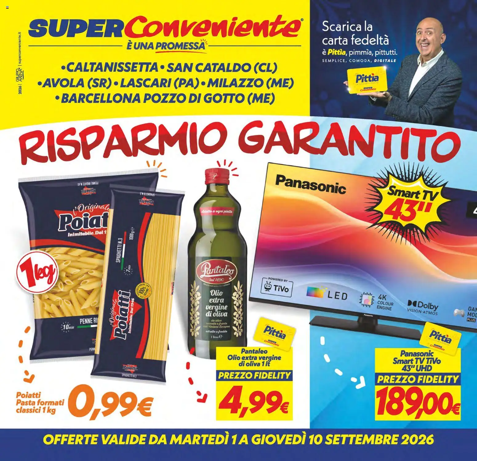 Volantino SuperConveniente del 01/09/2026 | Pagina: 1 | Prodotti: Olio, Pasta, Olio extra vergine, Spaghetti