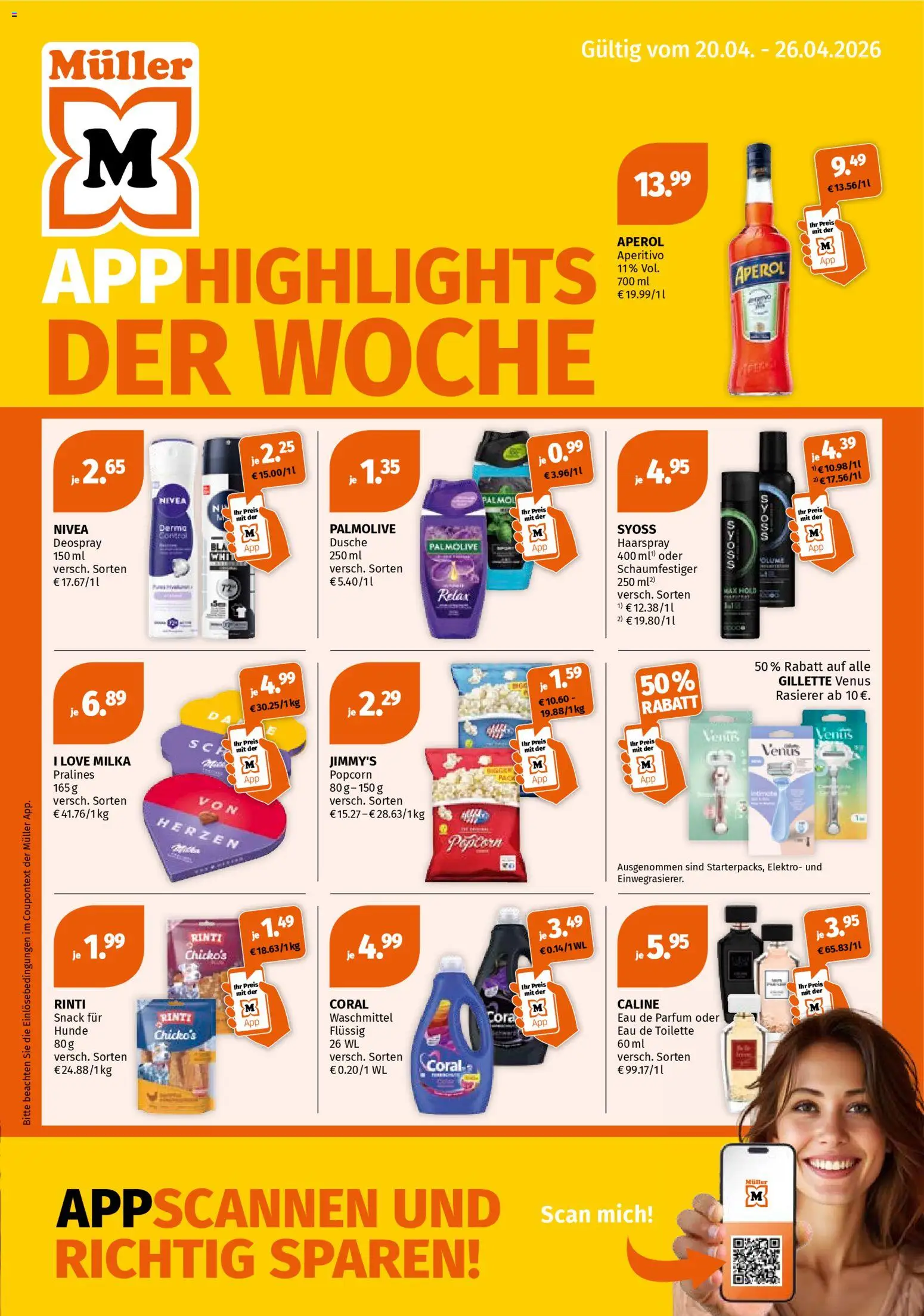 Müller Prospekt 	 – gültig ab 20.04.2026 | Seite: 1 | Produkte: Toilette, Parfüm, Deodorant, Waschmittel