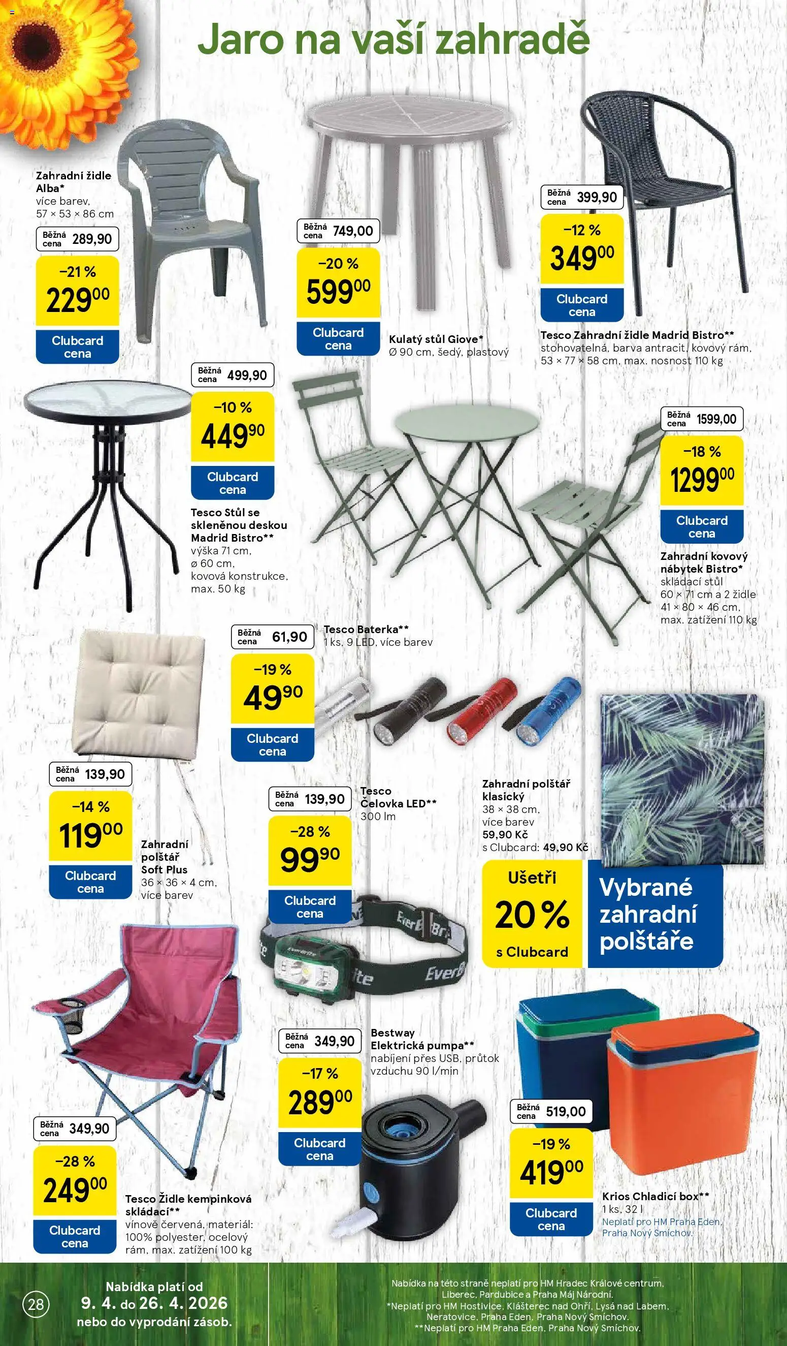 Tesco leták - Hypermarket od 07.04.2026 | Strana: 28 | Produkty: Polštáře, Polštář, Židle, LED