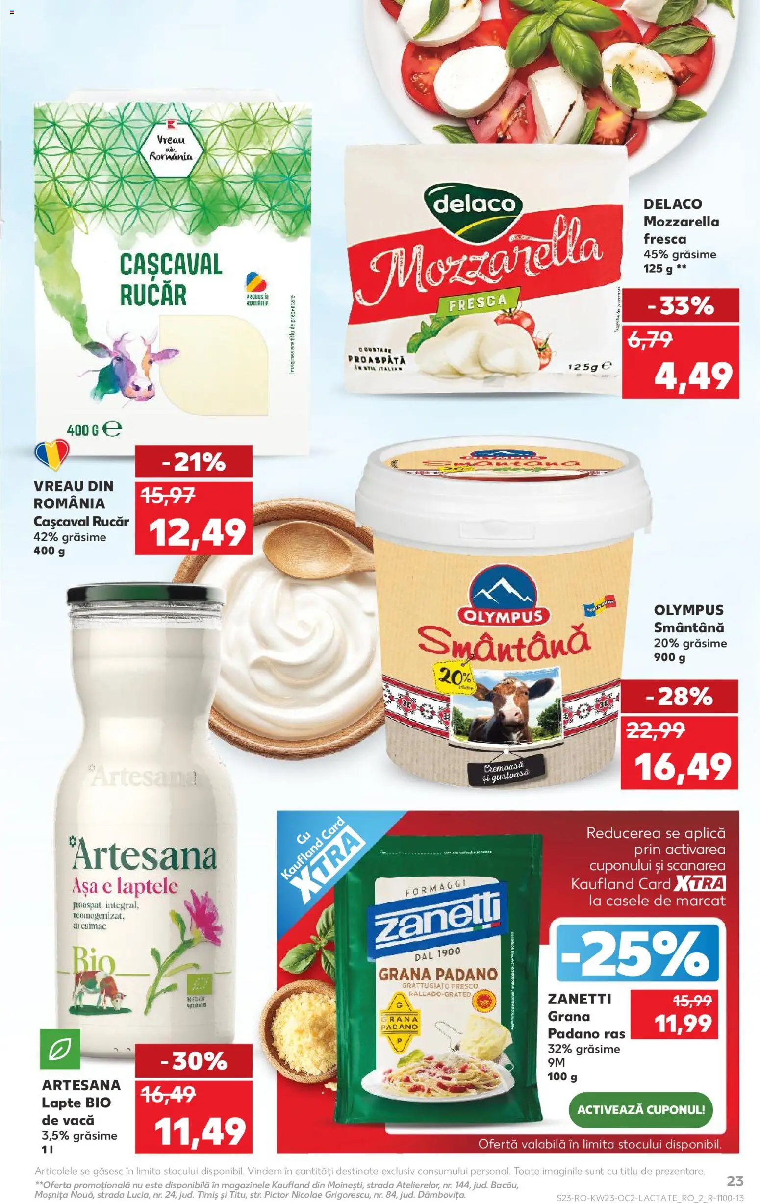 Kaufland RO akciós ujság - amely érvényes a következő dátumtól: 03.06.2026 | Oldal: 23 | Termékek: Mozzarella, Grana padano
