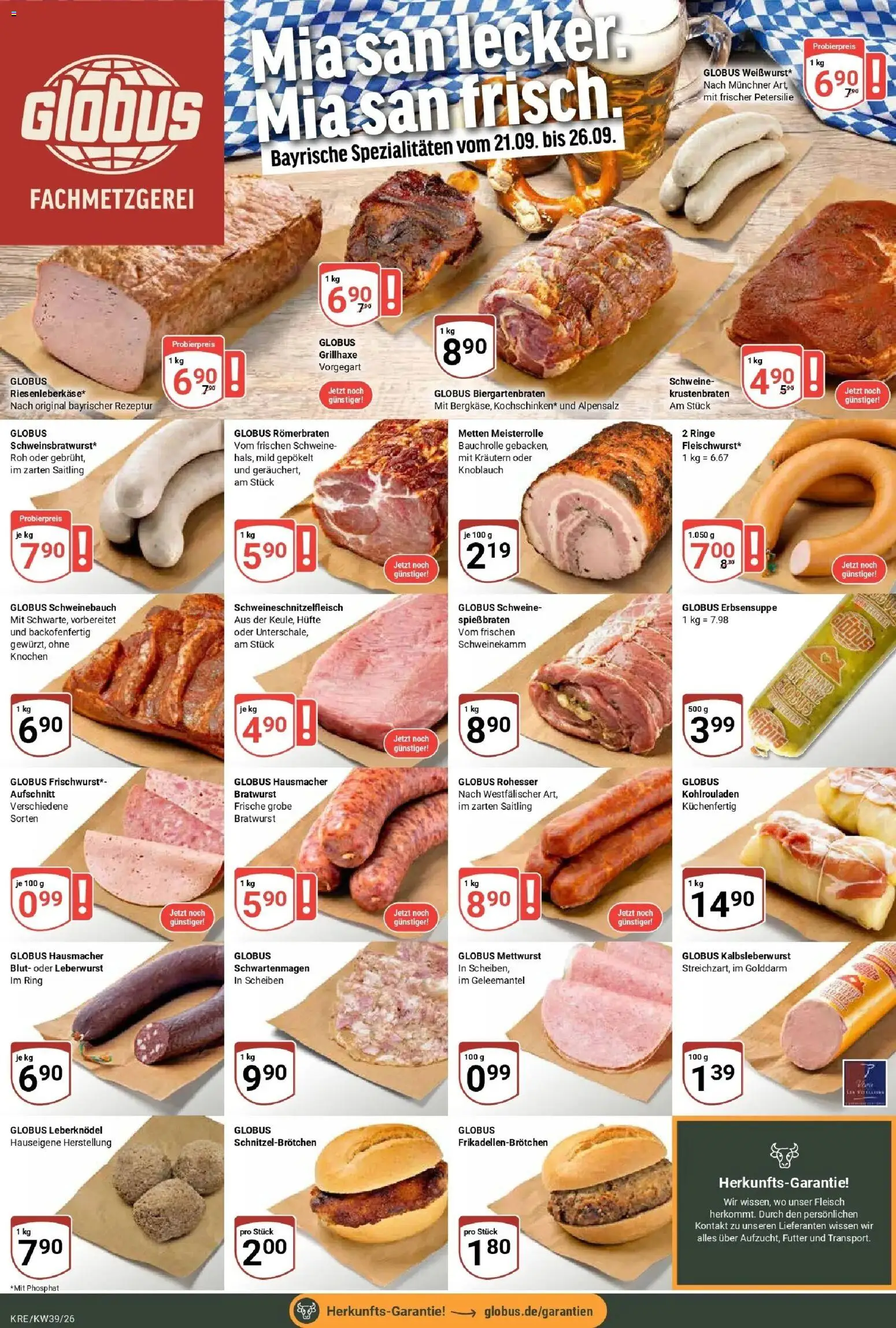Globus Prospekt Krefeld (ab 21.09.2026) » Angebote online | Seite: 8 | Produkte: Spezialitäten, Schweinebauch, Bratwurst, Krustenbraten