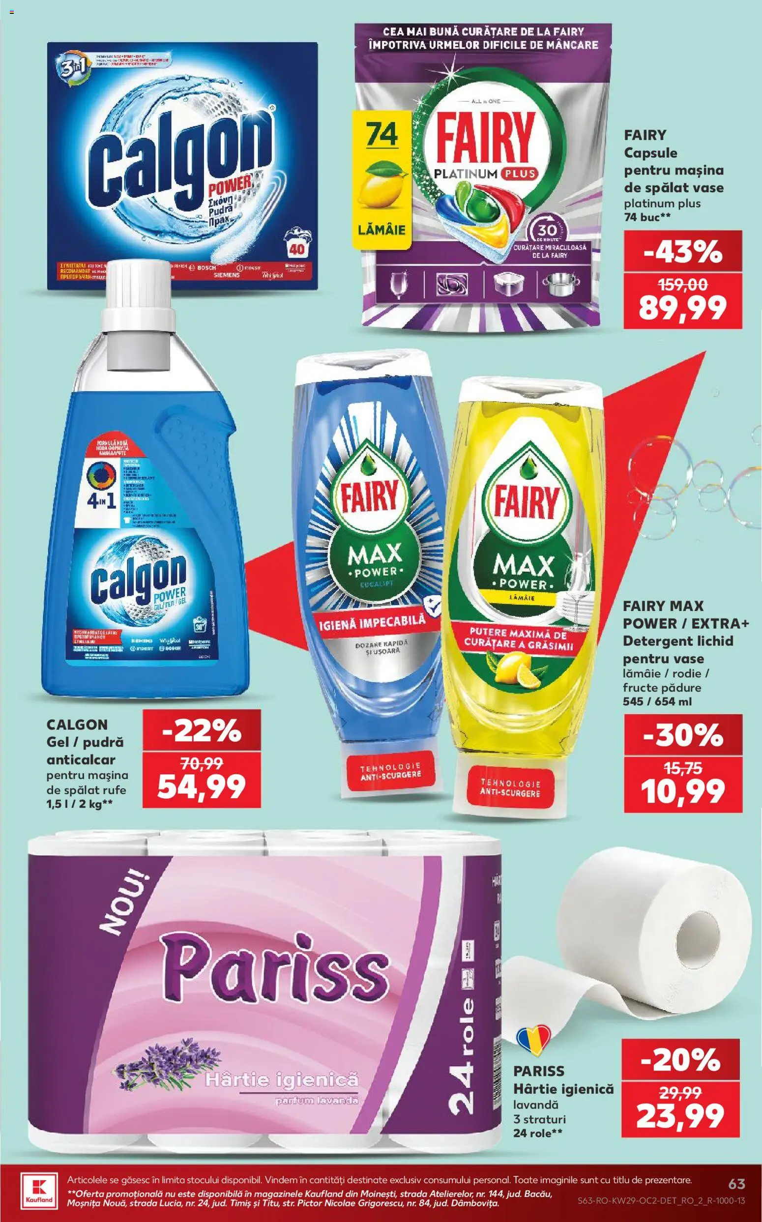Kaufland RO akciós ujság - amely érvényes a következő dátumtól: 2026.07.15. | Oldal: 63 | Termékek: Calgon, Bosch, Gél