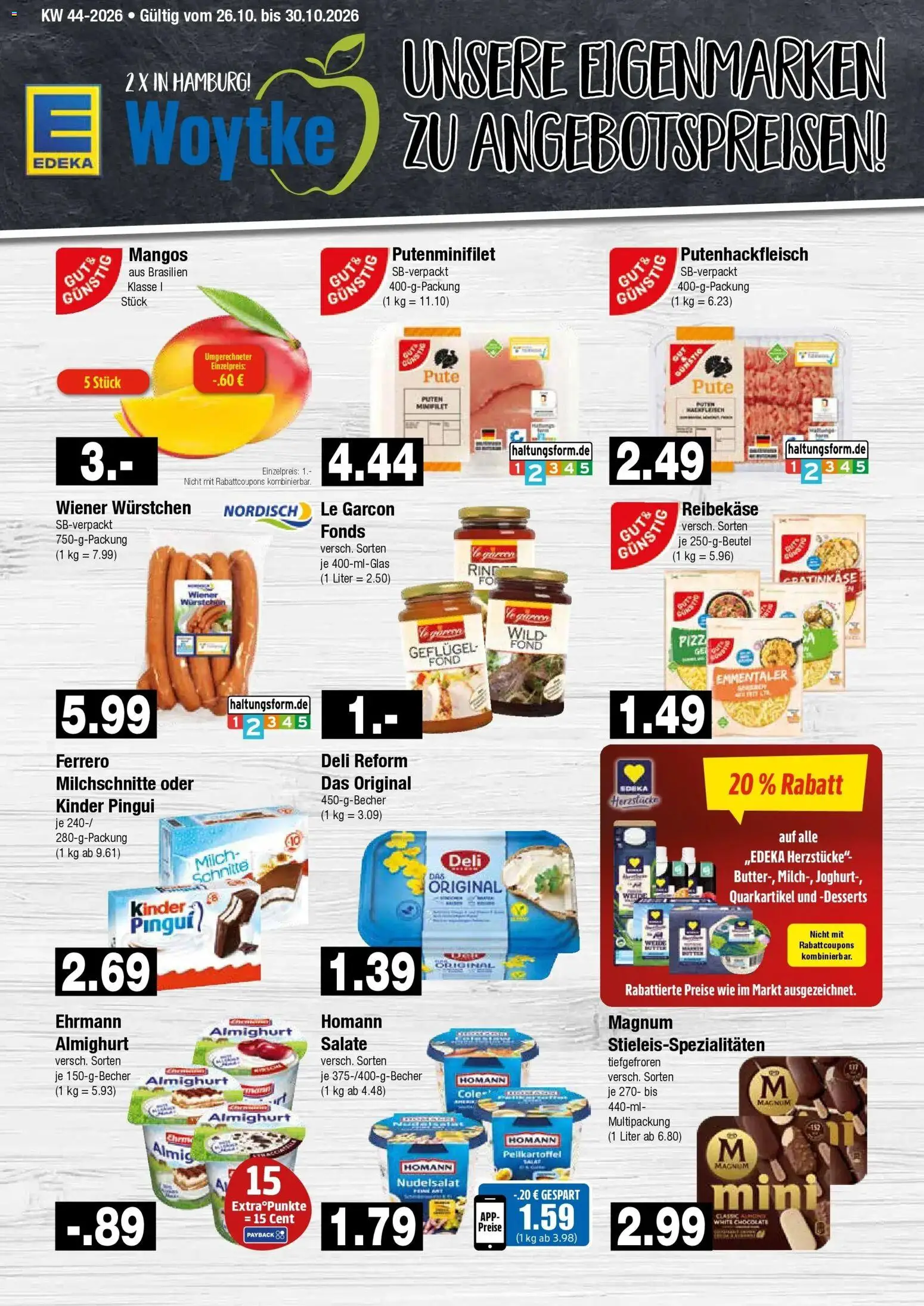 Edeka Prospekt Hamburg (ab 26.10.2026) » Angebote Online | Seite: 9 | Produkte: Pute, Wiener wurstchen, Reibekase, Deli reform
