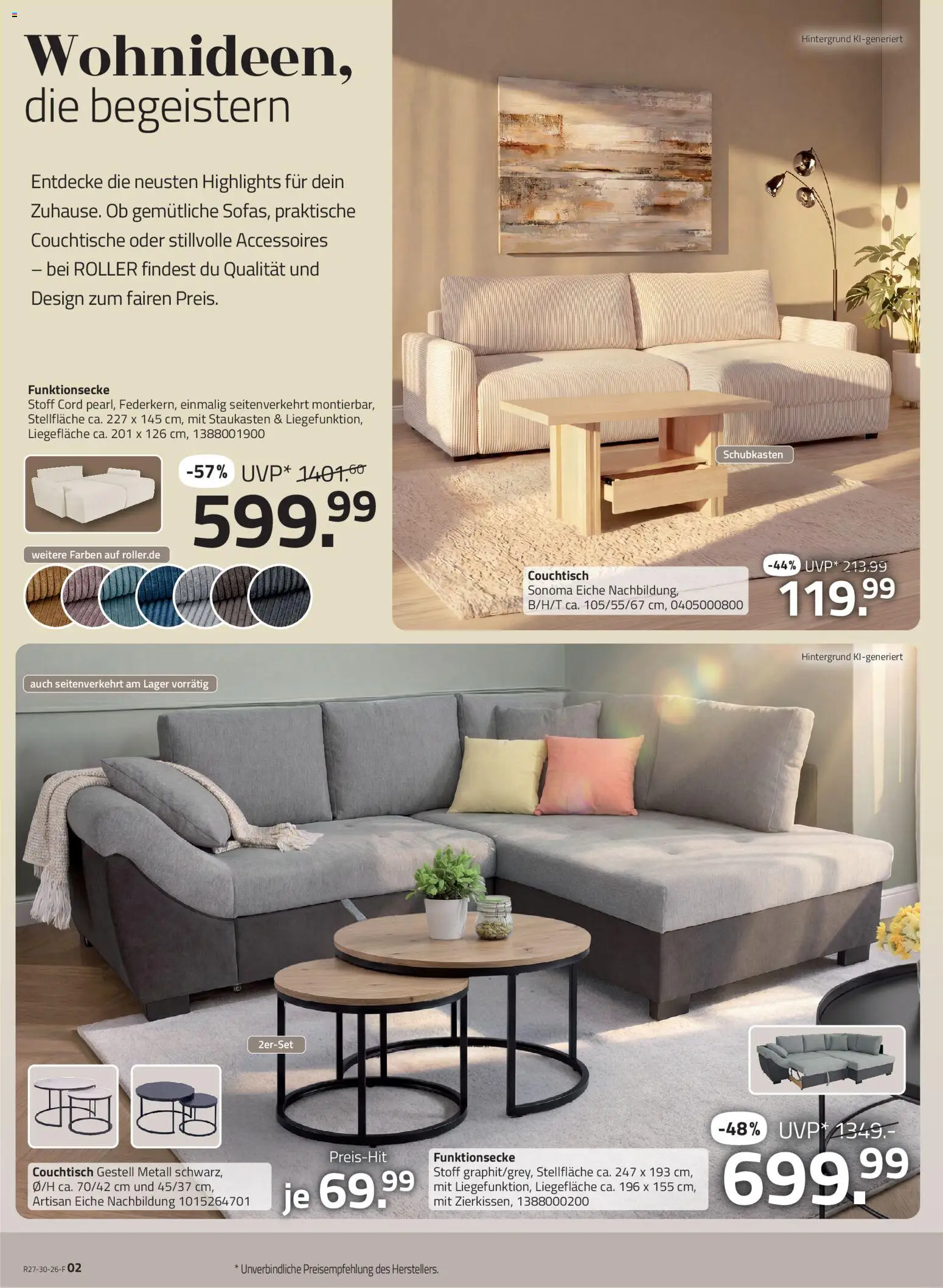 Roller Wohnzimmer Katalog – gültig ab 28.06.2026 | Seite: 2 | Produkte: Couchtisch