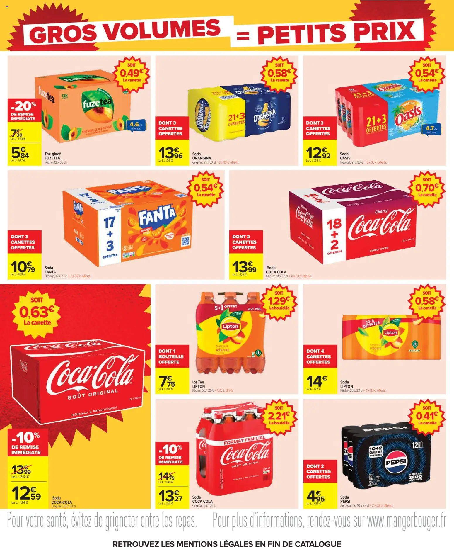 {H1} | Page: 4 | Produits: Orange, Pêche, Coca cola, Thé