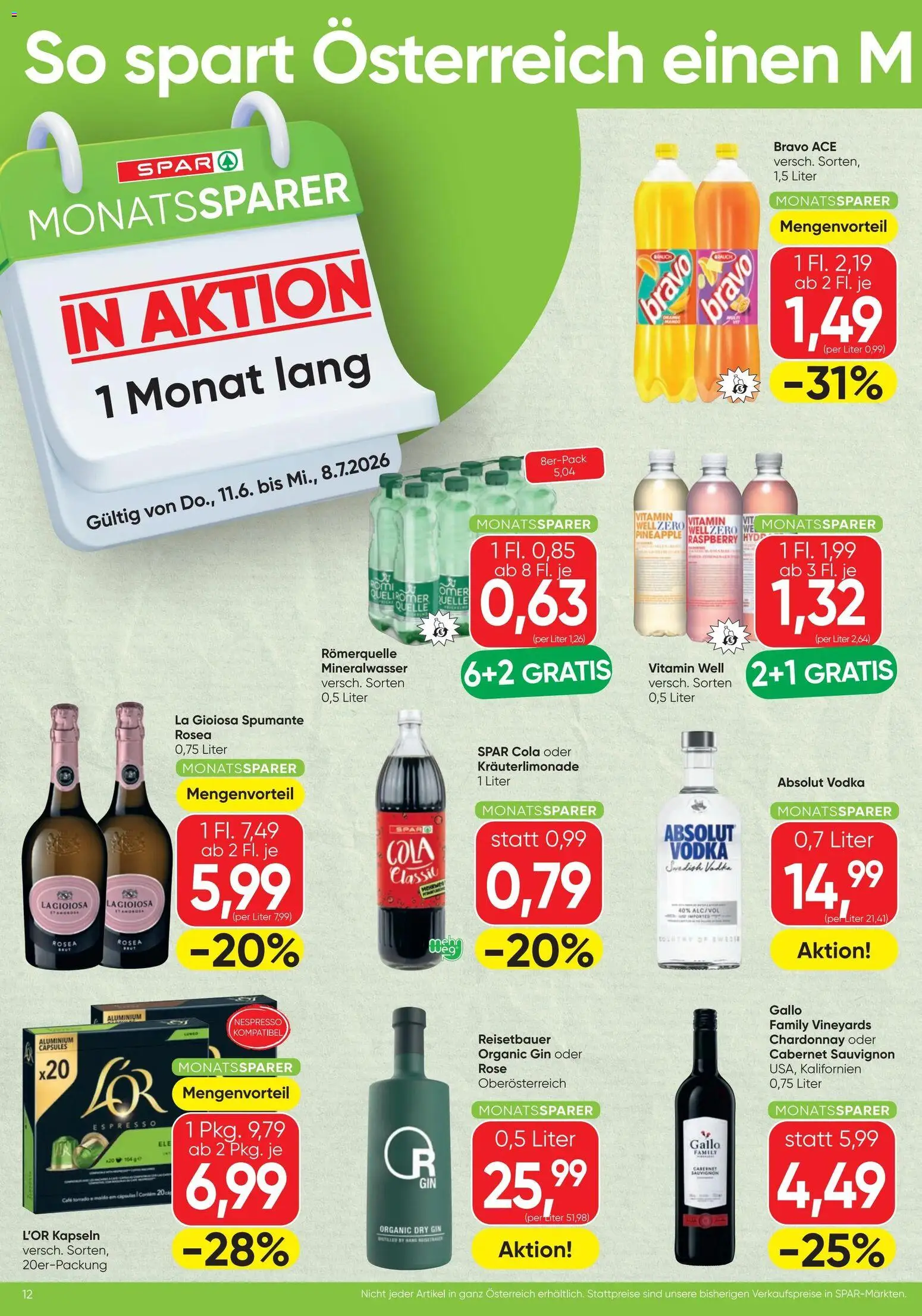 Spar - Flugblatt gültig ab 11.06.2026 | Seite: 12 | Produkte: Gin