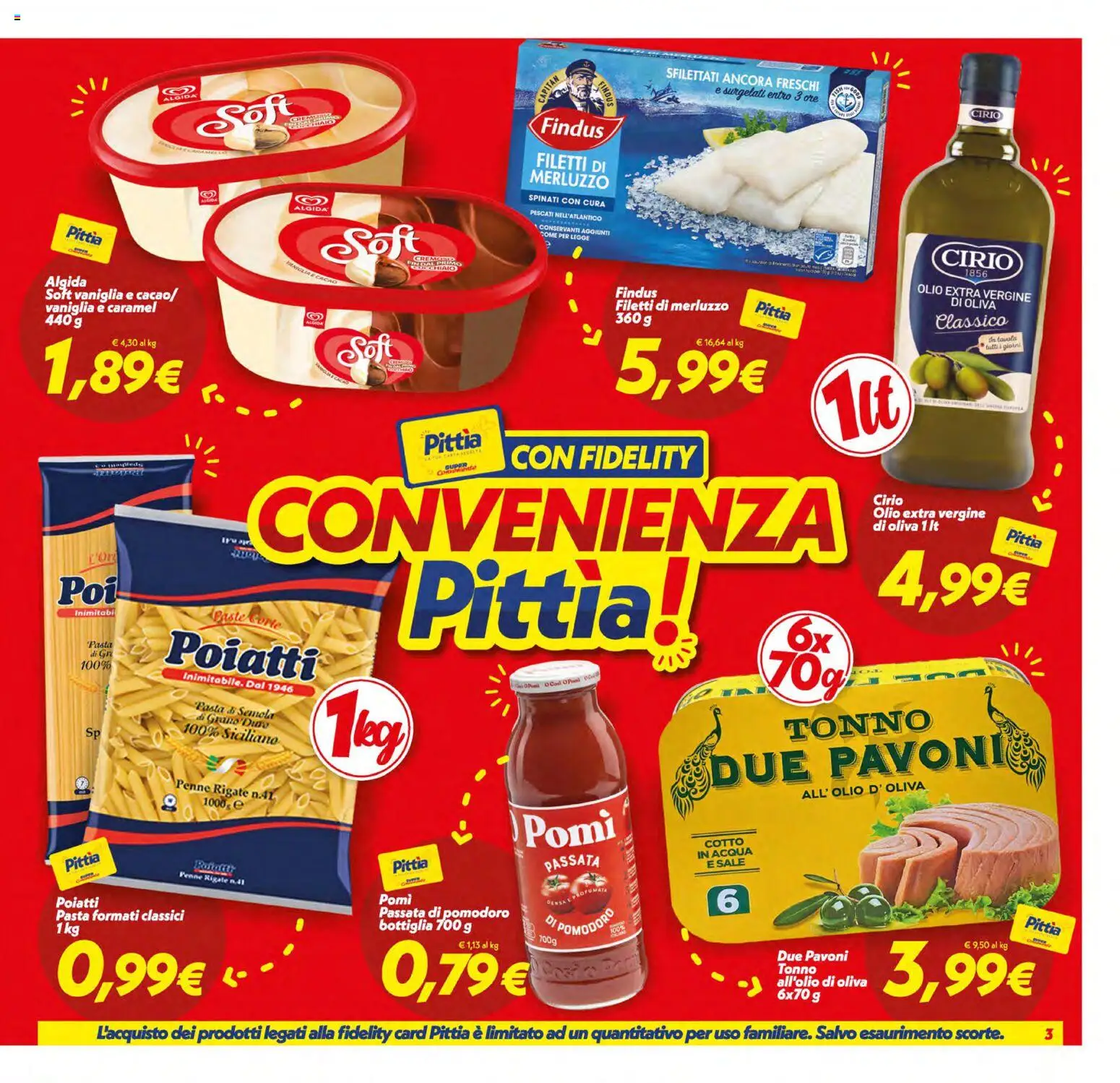 Volantino SuperConveniente del 10/07/2026 | Pagina: 3 | Prodotti: Merluzzo, Pomodoro, Pasta, Olio extra vergine