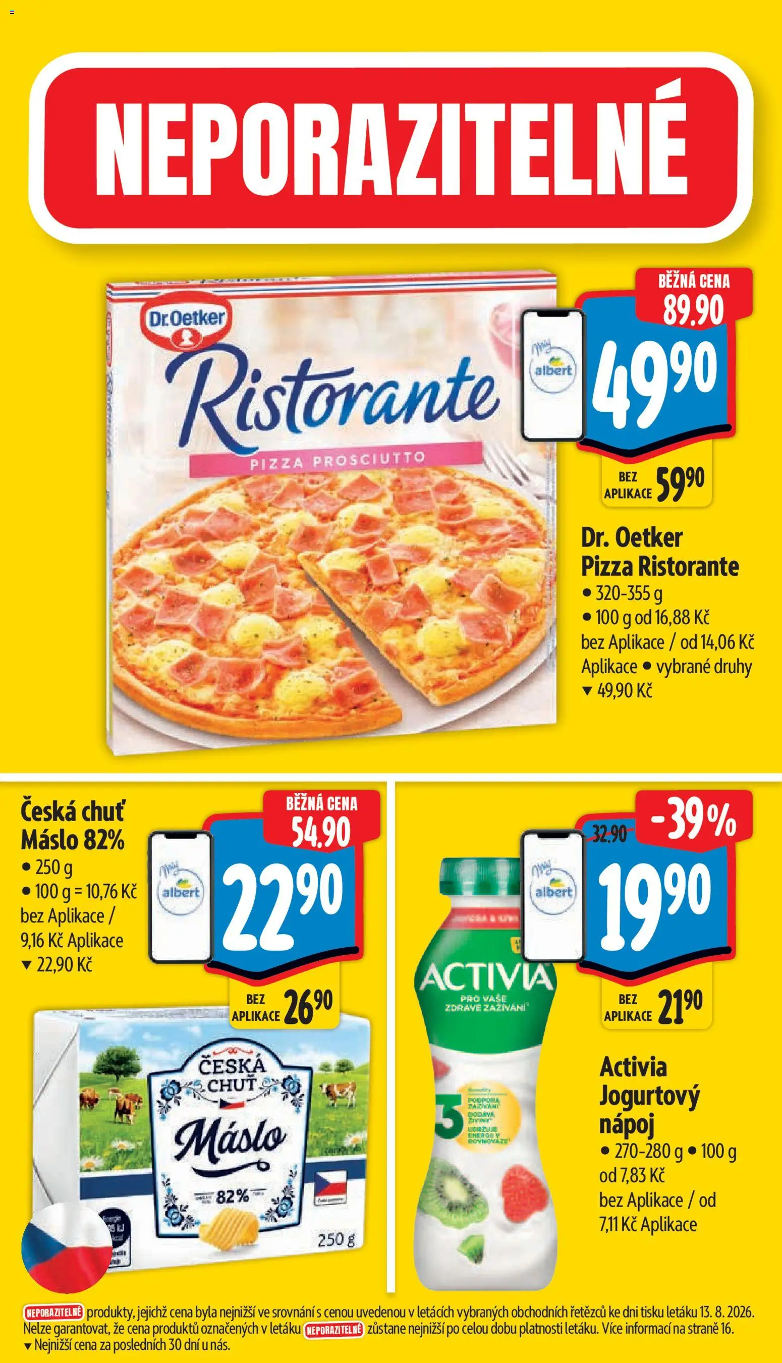 Albert leták - Supermarket od 19.08.2026 | Strana: 3 | Produkty: Máslo, Pizza, Prosciutto, Jogurtový nápoj