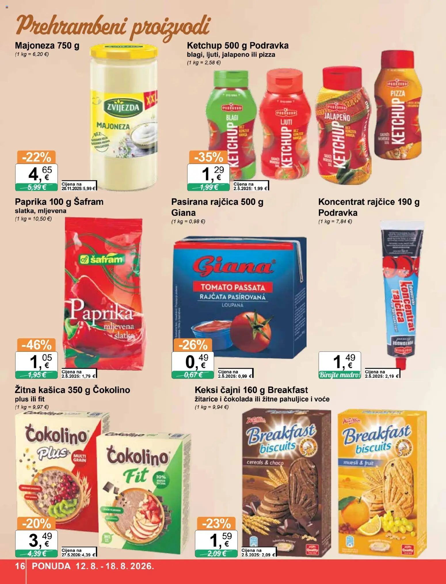 KTC katalog | vrijedi od 12.08.2026 | Stranica: 16 | Proizvodi: Muesli, Keksi, Čokolada, Prehrambeni proizvodi