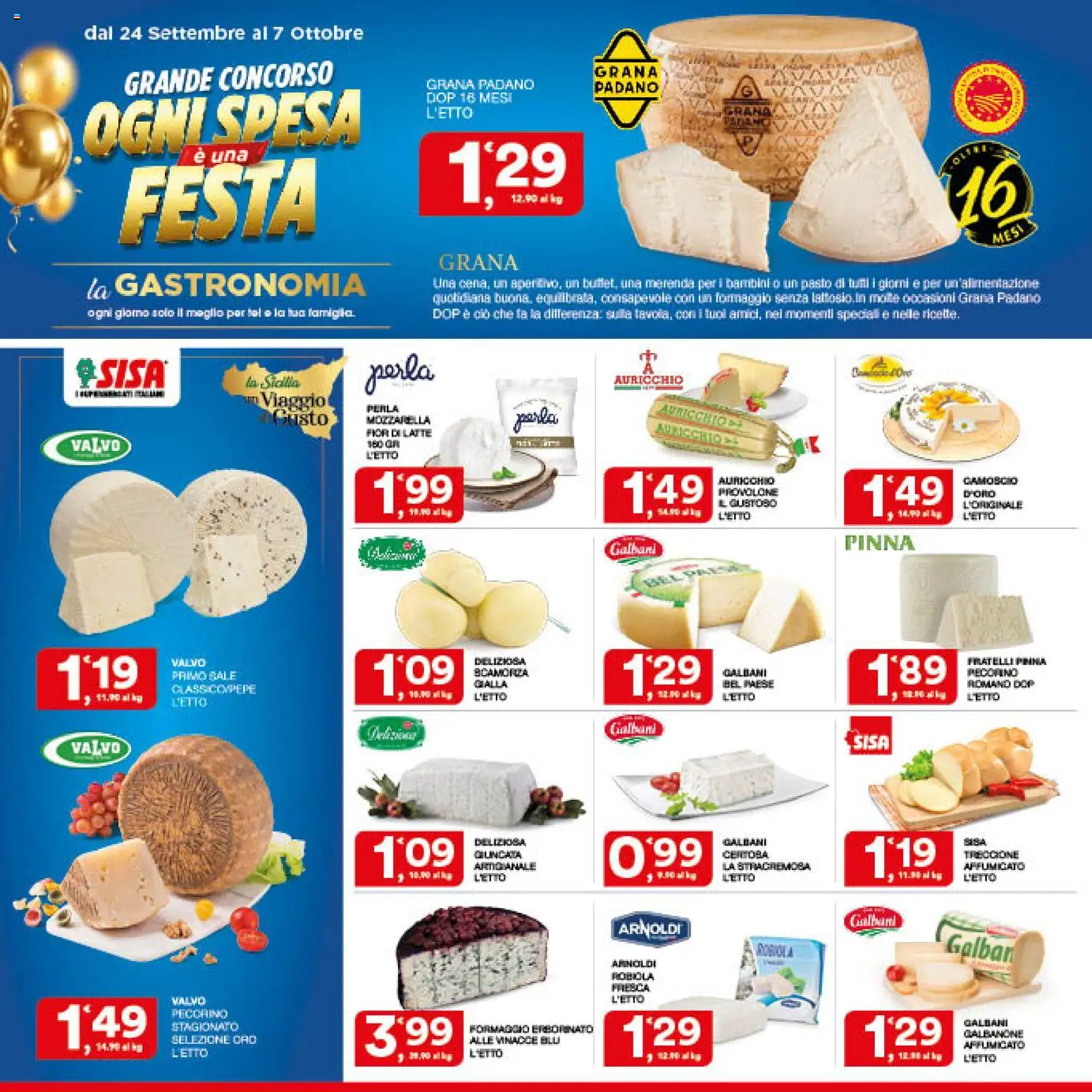 Volantino SISA del 24/09/2026 | Pagina: 10 | Prodotti: Provolone, Latte, Formaggio, Grana Padano