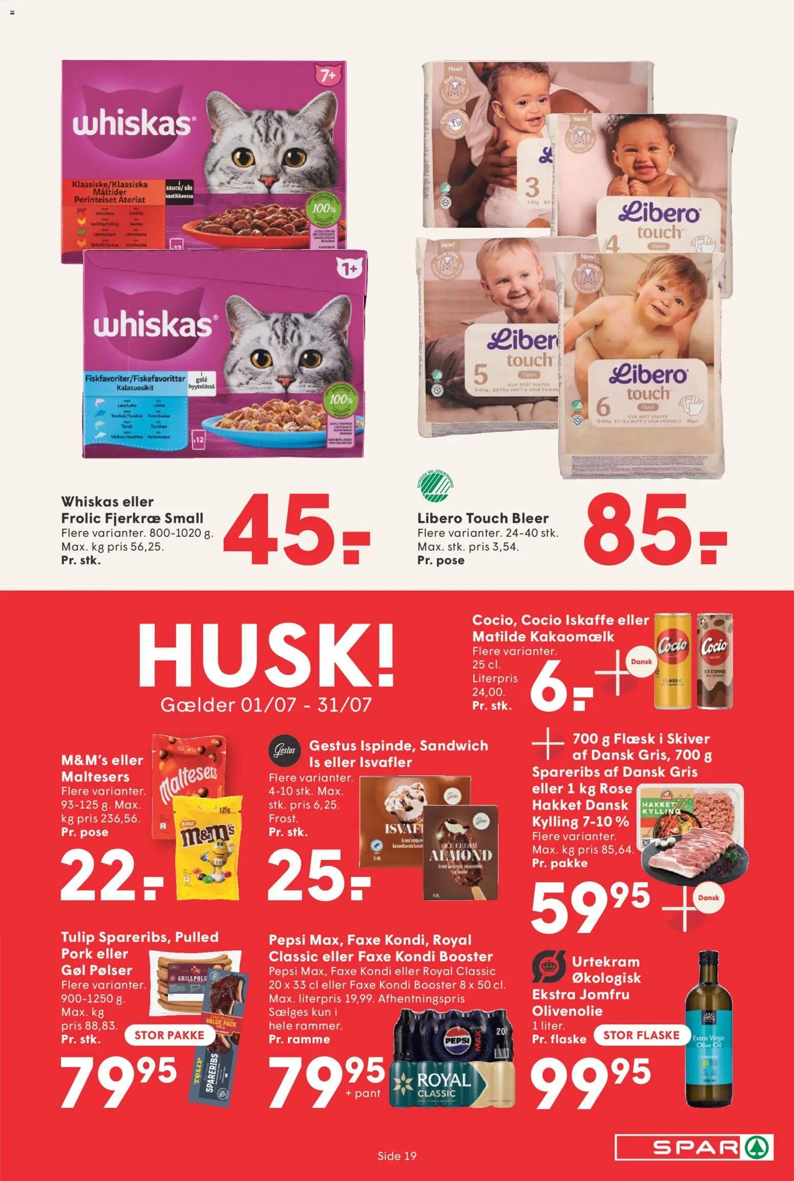 Spar tilbudsavis – gyldig fra 17/07/2026 | Side: 21 | Produkter: Pølser, Kakaomælk, Isvafler, Faxe Kondi