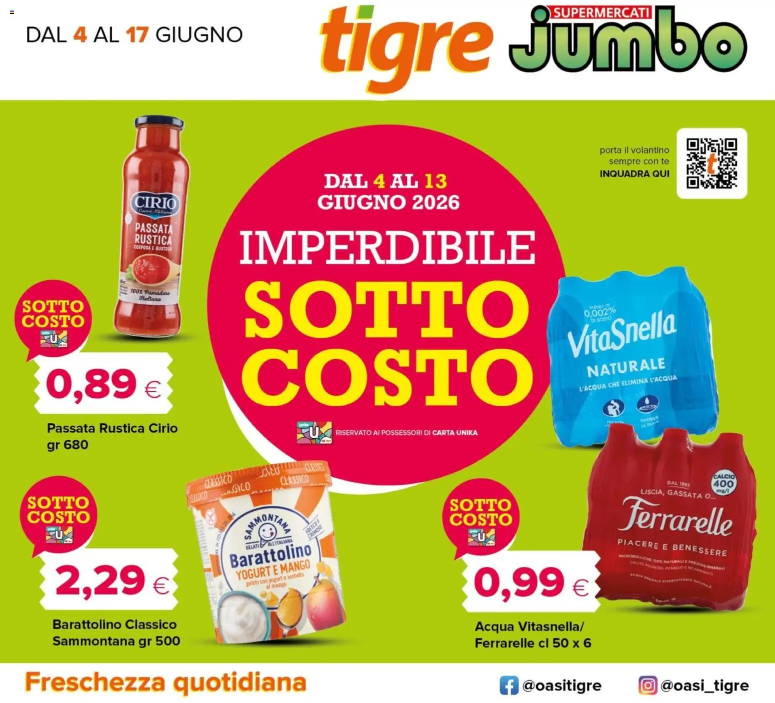 Volantino Tigre del 04.06.2026 | Pagina: 1 | Prodotti: Yogurt, Gelato, Acqua, Mango