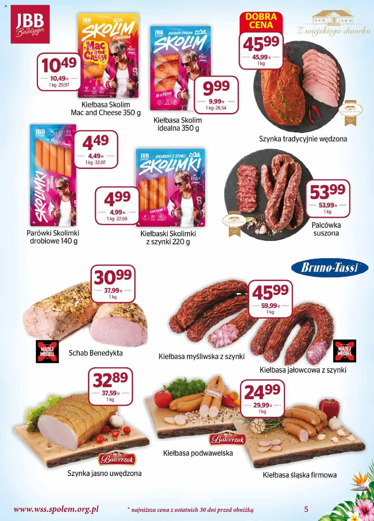 Społem gazetka od 01.07.2026 | Strona: 5 | Produkty: Kiełbasa, Schab, Parówki, Szynka