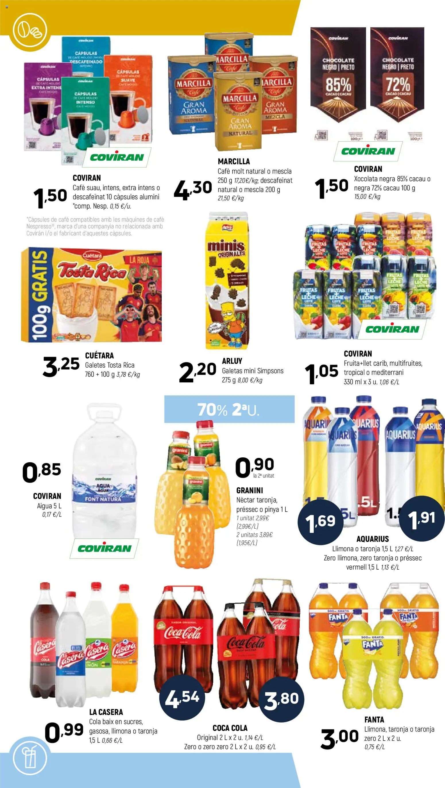 Coviran ofertas │ válido desde el 16.06.2026 | Página: 12 | Productos: Leche, Café, Chocolate, Φρυγανιές σικάλεως
