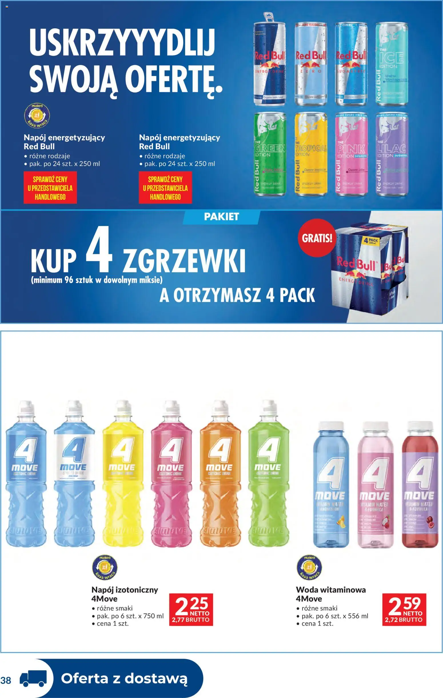 Makro gazetka - Dystrybucja do sklepów od 09.06.2026 | Strona: 38 | Produkty: Red bull, Woda