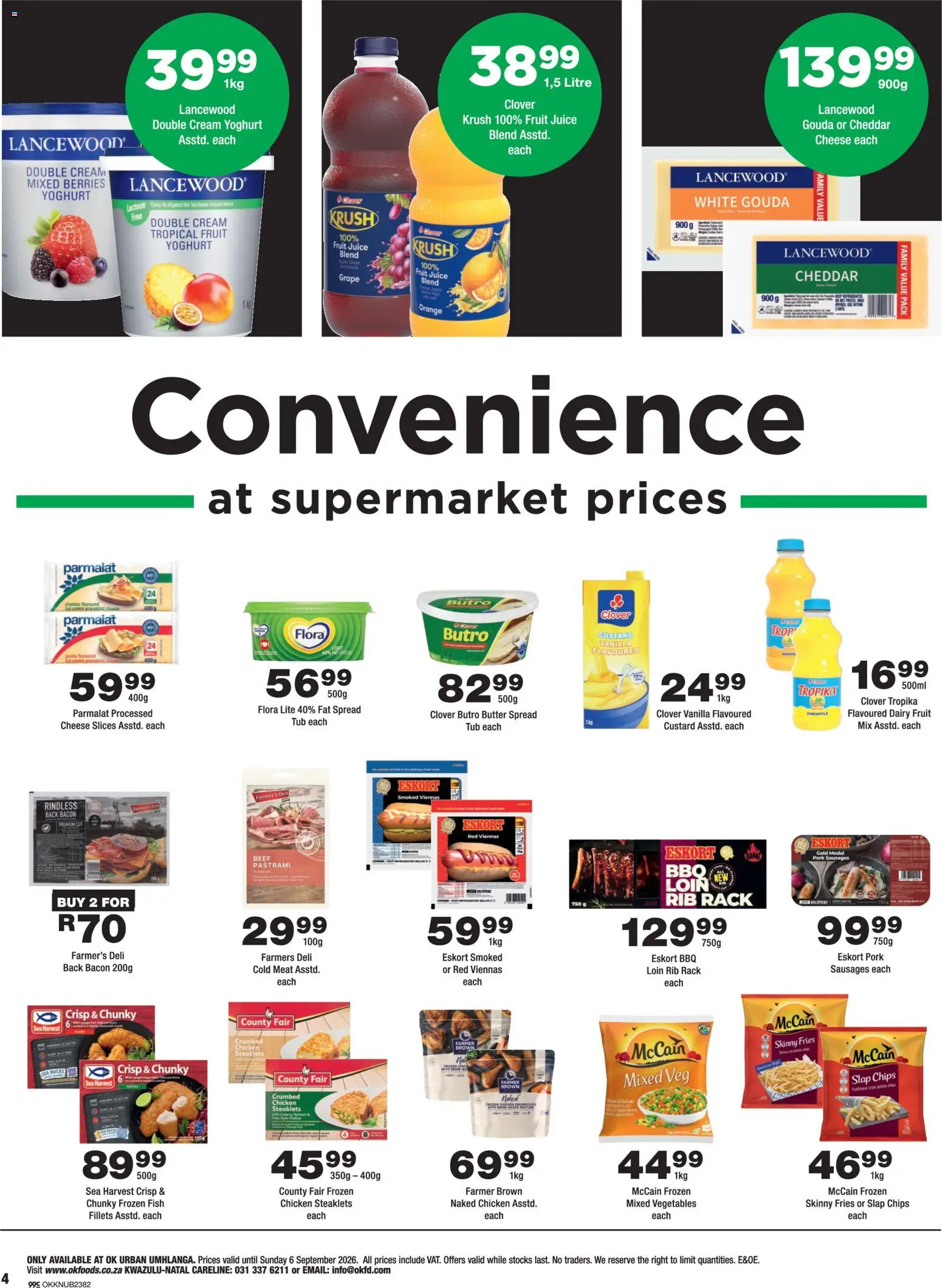 New OK Foods catalogue – valid from 25/08/2026 | Page: 4 | Products: Custard, Spread, Cheese, Fruit