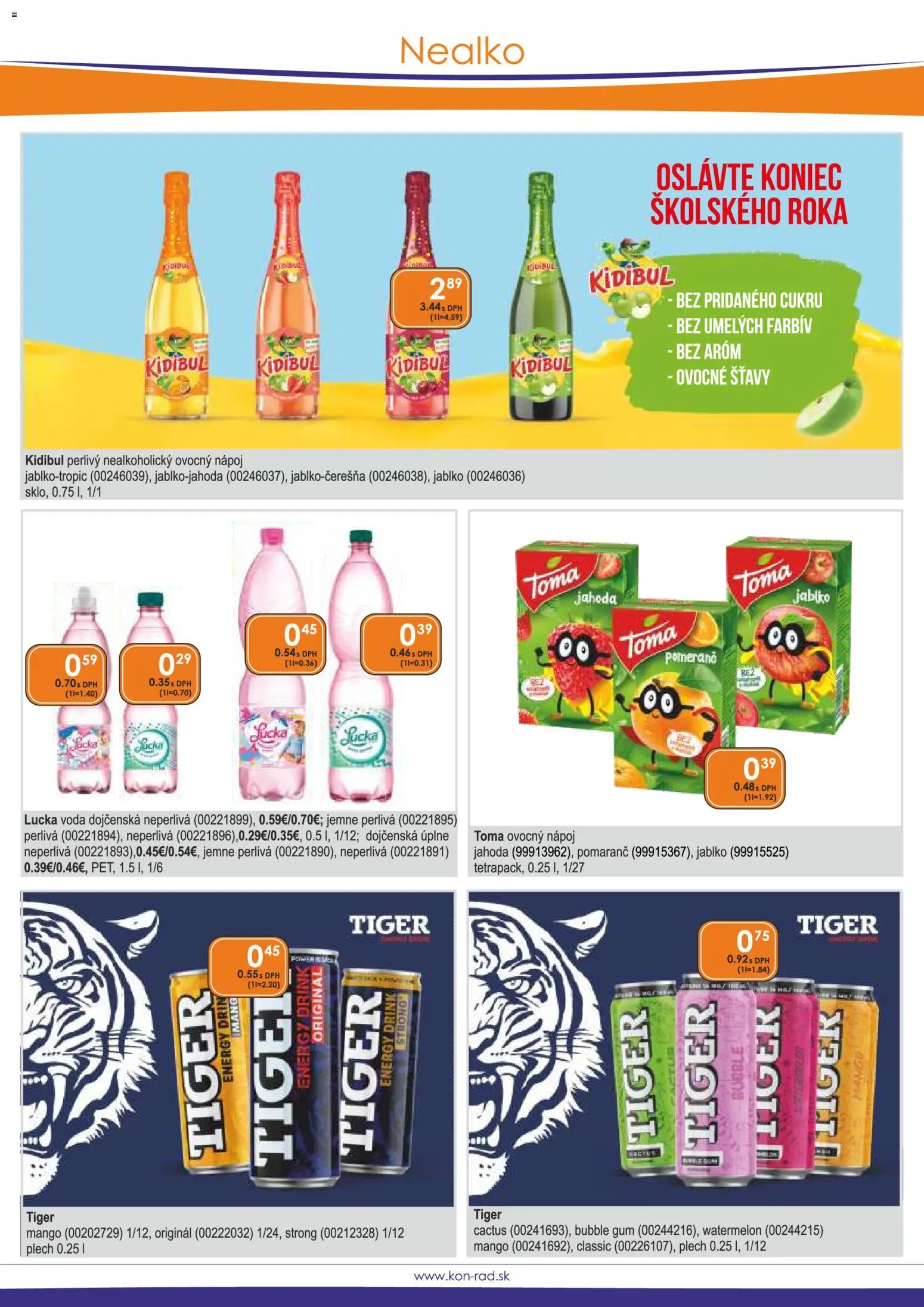 Nové KON - RAD akcie – leták je platný od 01.06.2026 | Strana: 28 | Produkty: Lucka, Voda, Mango