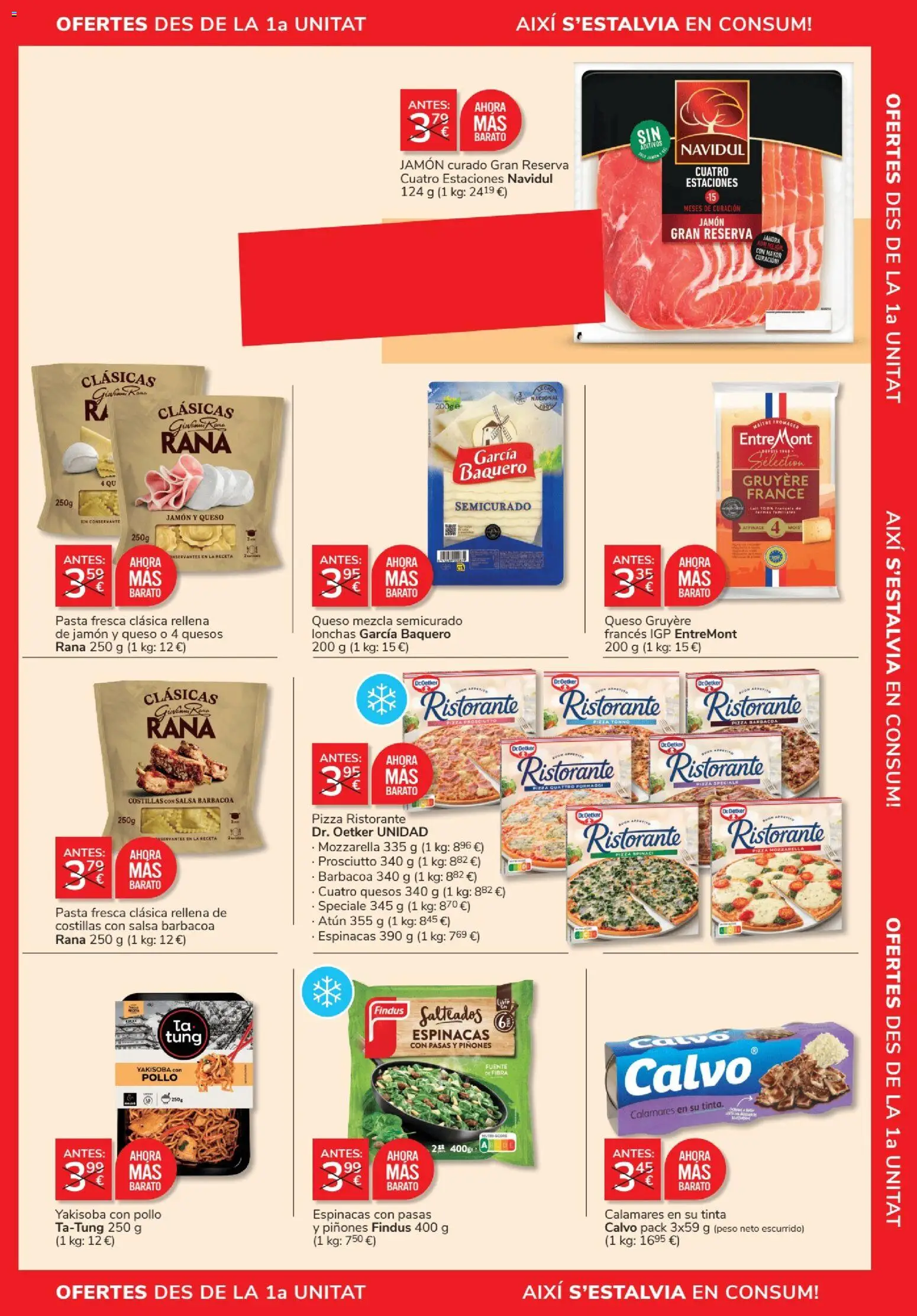 Consum folleto │ válido desde el 27/08/2026 | Página: 7 | Productos: Calamares, Jamón, Pasas, Salsa barbacoa