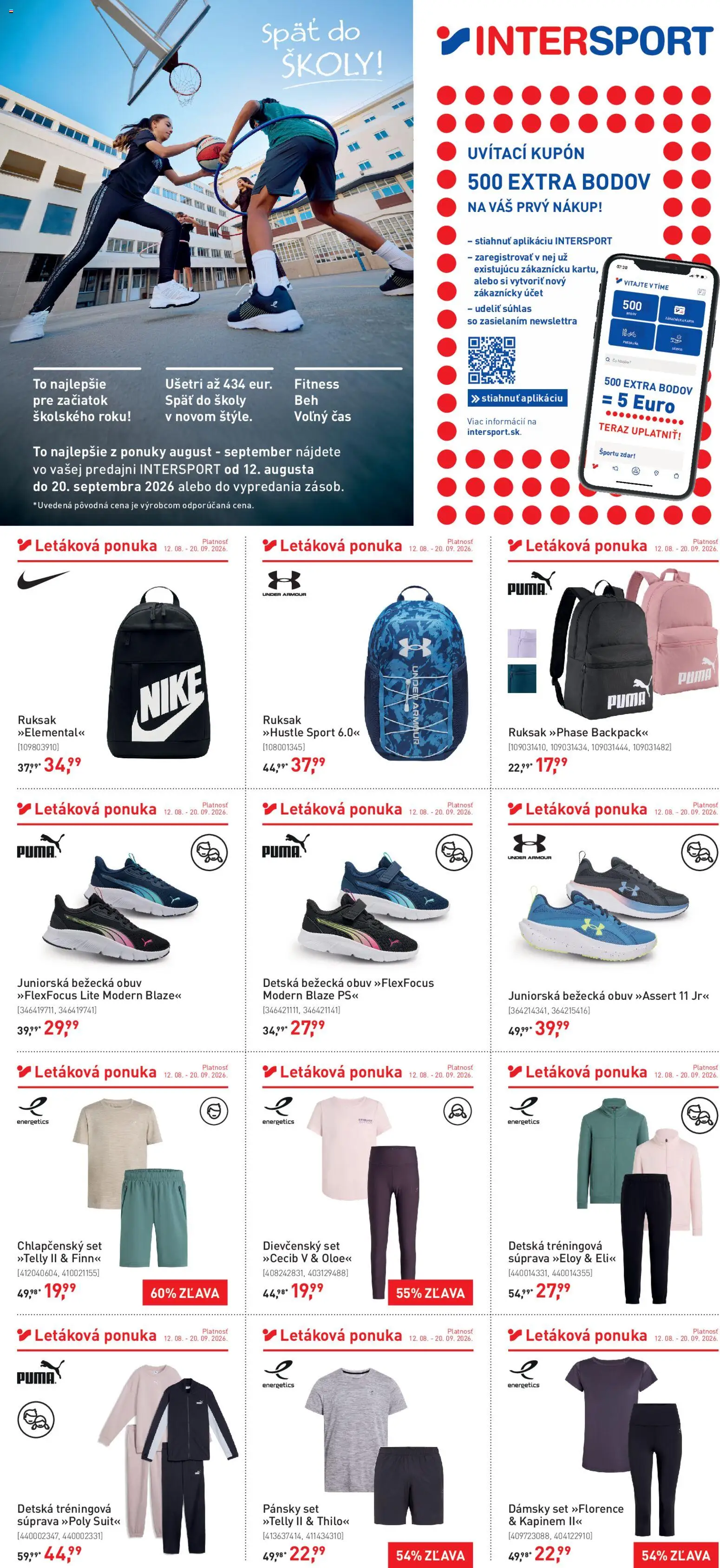 Nové Intersport akcie – leták je platný od 12.08.2026 | Strana: 1 | Produkty: Ruksak