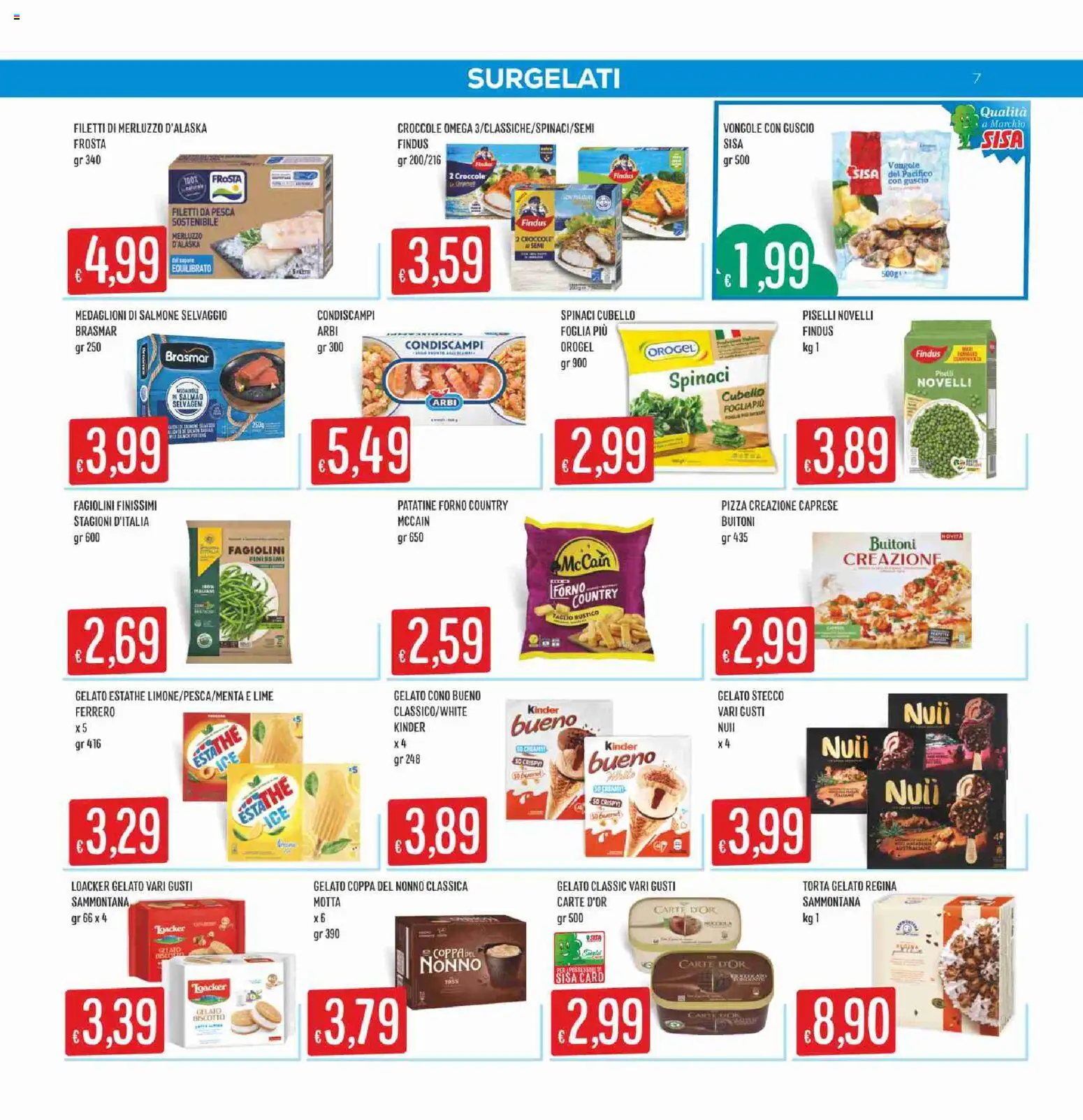 Volantino SISA del 11.06.2026 | Pagina: 7 | Prodotti: Salmone, Patatine, Gelato, Piselli