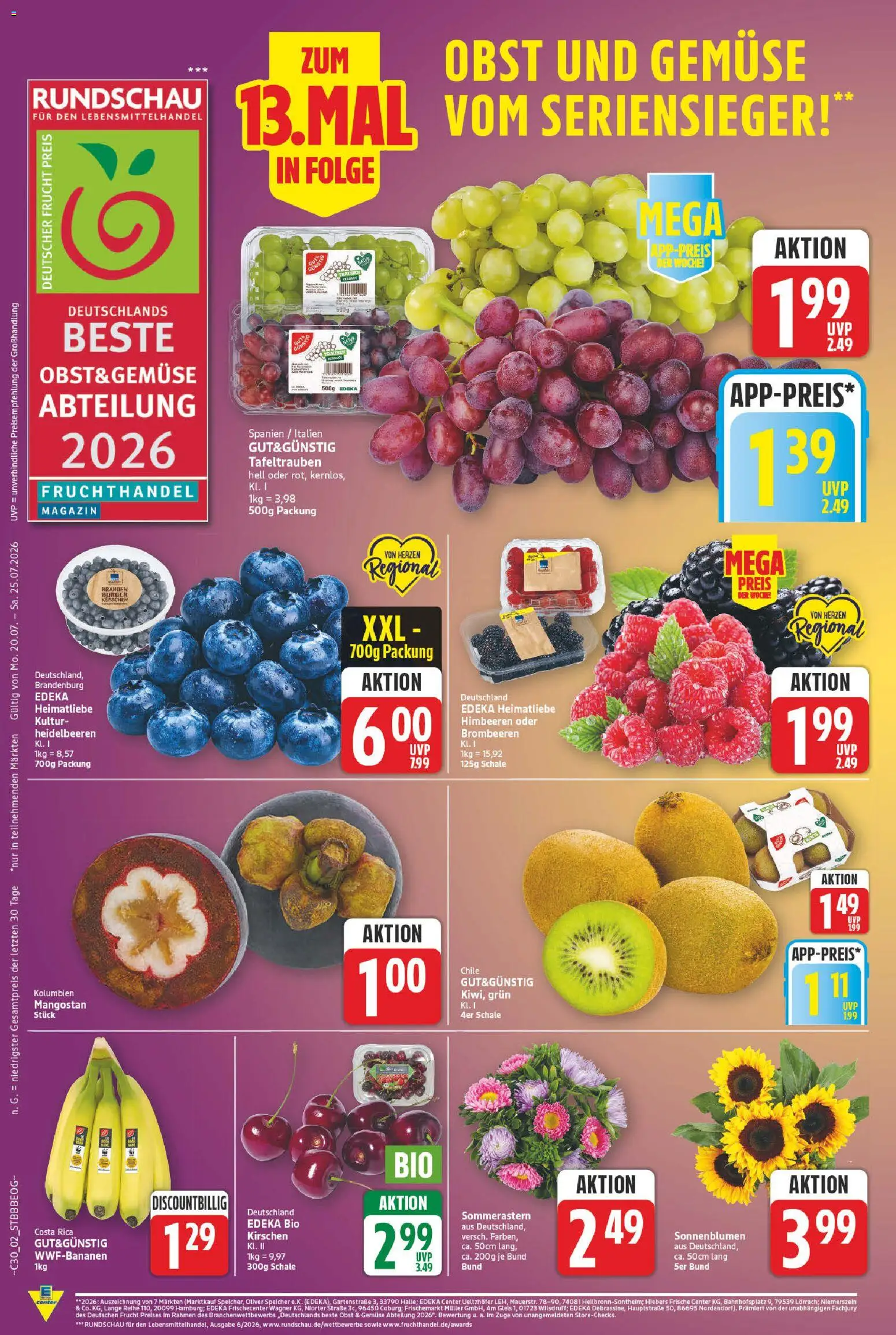 E center Prospekt – gültig ab 20.07.2026 | Seite: 3 | Produkte: Himbeeren, Gemüse, Obst, Magazin