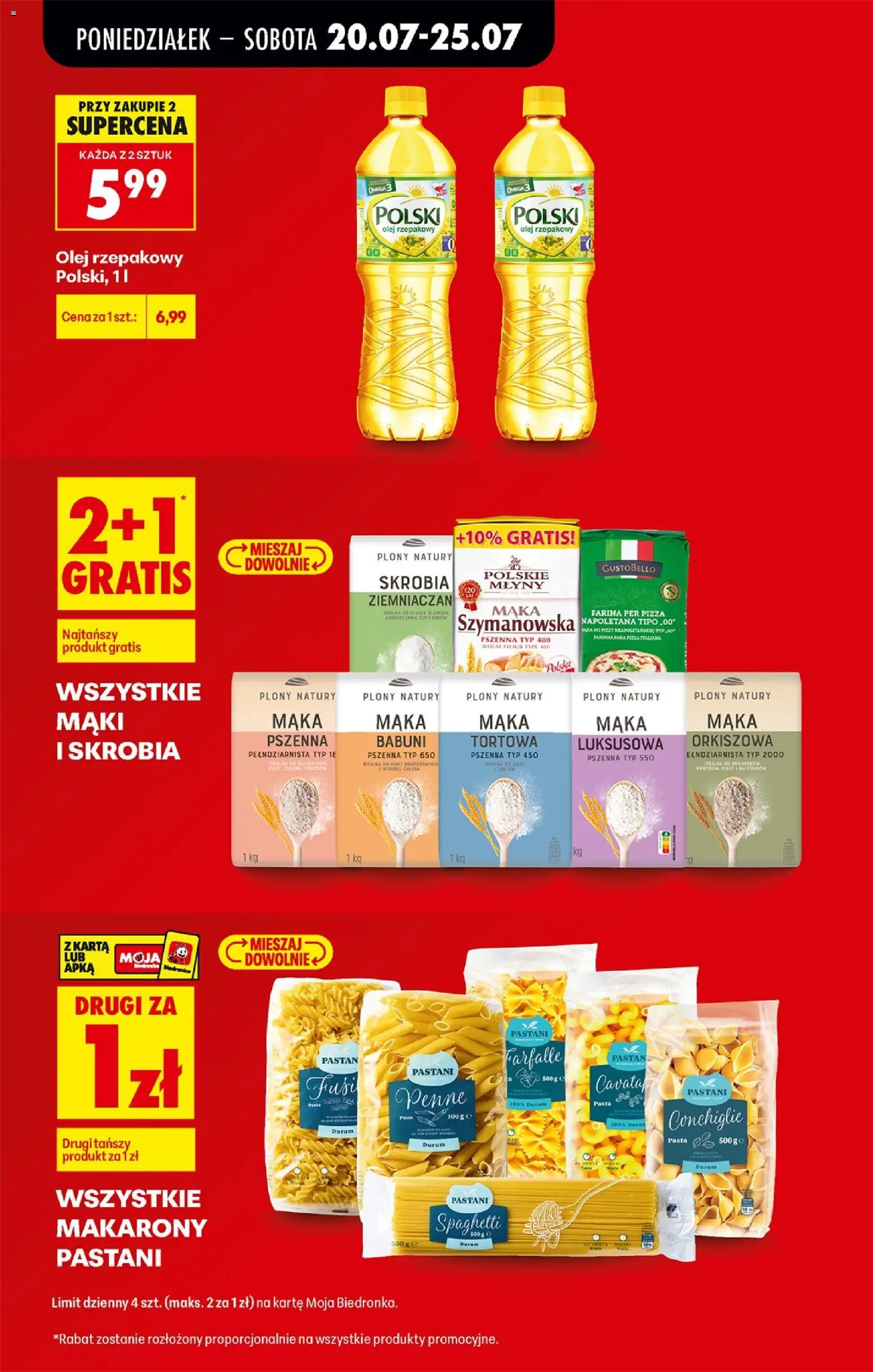 Biedronka gazetka od poniedziałku od 20.07.2026 | Strona: 9 | Produkty: Karta, Olej rzepakowy, Olej, Makarony