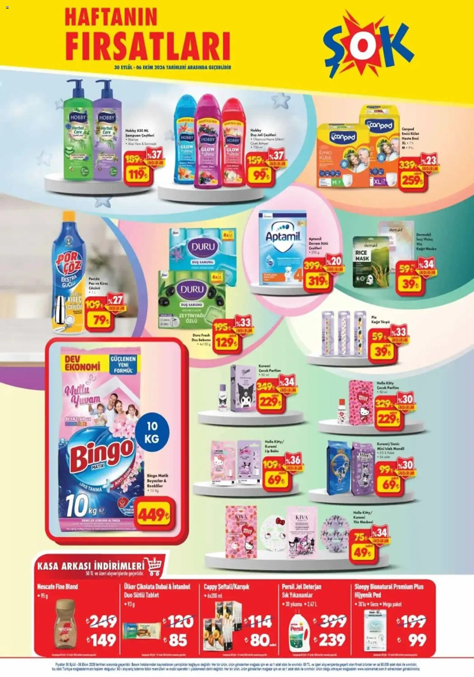 Şok Market Katalog - 30 Eylül 2026 tarihinden itibaren geçerlidir | Sayfa: 6 | Ürünler: Hijyenik ped, Duş jeli, Zeytinyağı, Tablet
