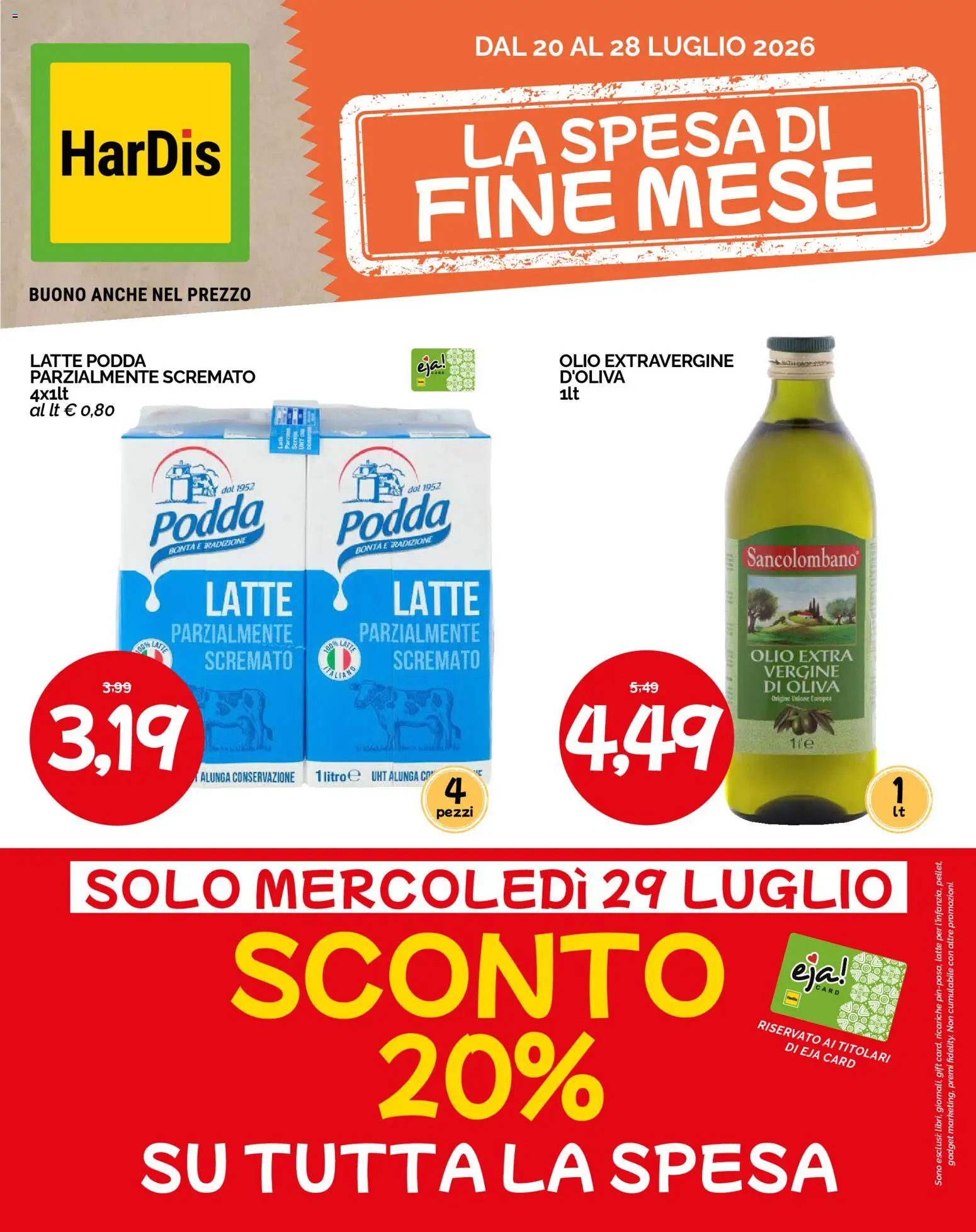 Volantino HarDis del 20/07/2026 | Pagina: 1 | Prodotti: Latte, Olio