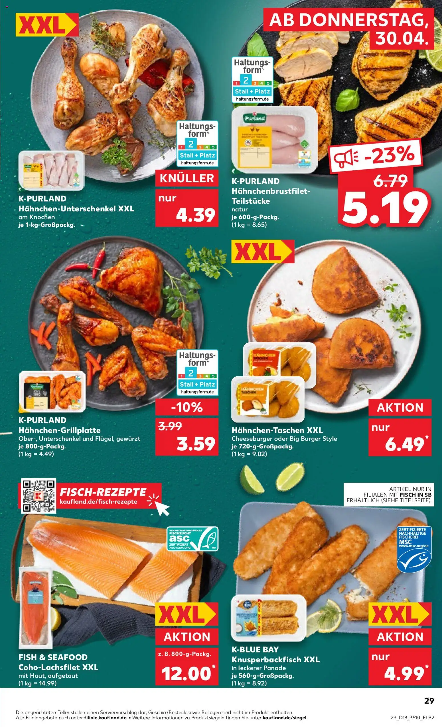 Kaufland Prospekt Zeitz	 – gültig ab 30.04.2026 | Seite: 29 | Produkte: Hahnchen, Burger, Fisch