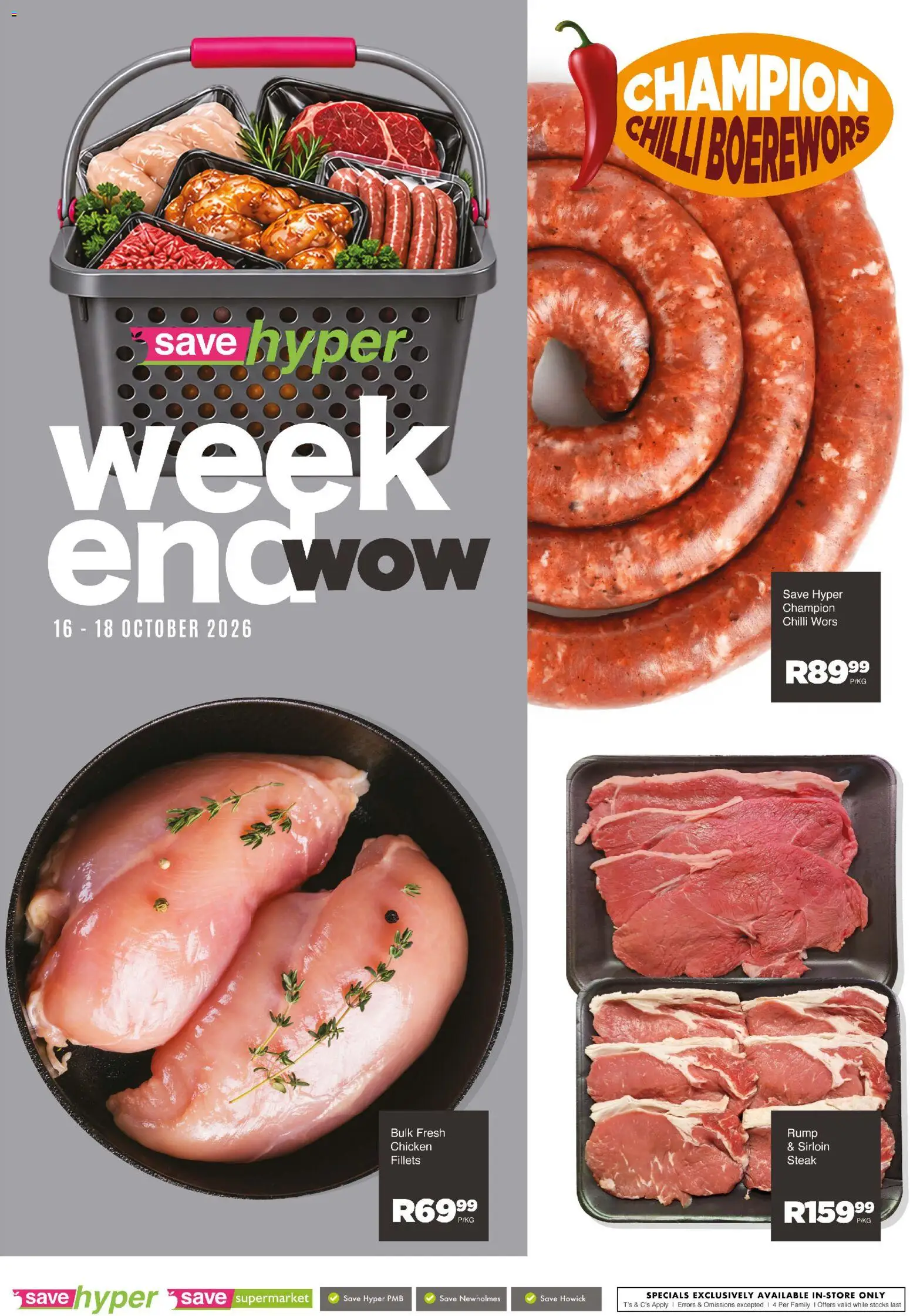 New Save catalogue – valid from 16/10/2026 | Page: 9 | Products: Steak, Boerewors, Chicken, Chilli