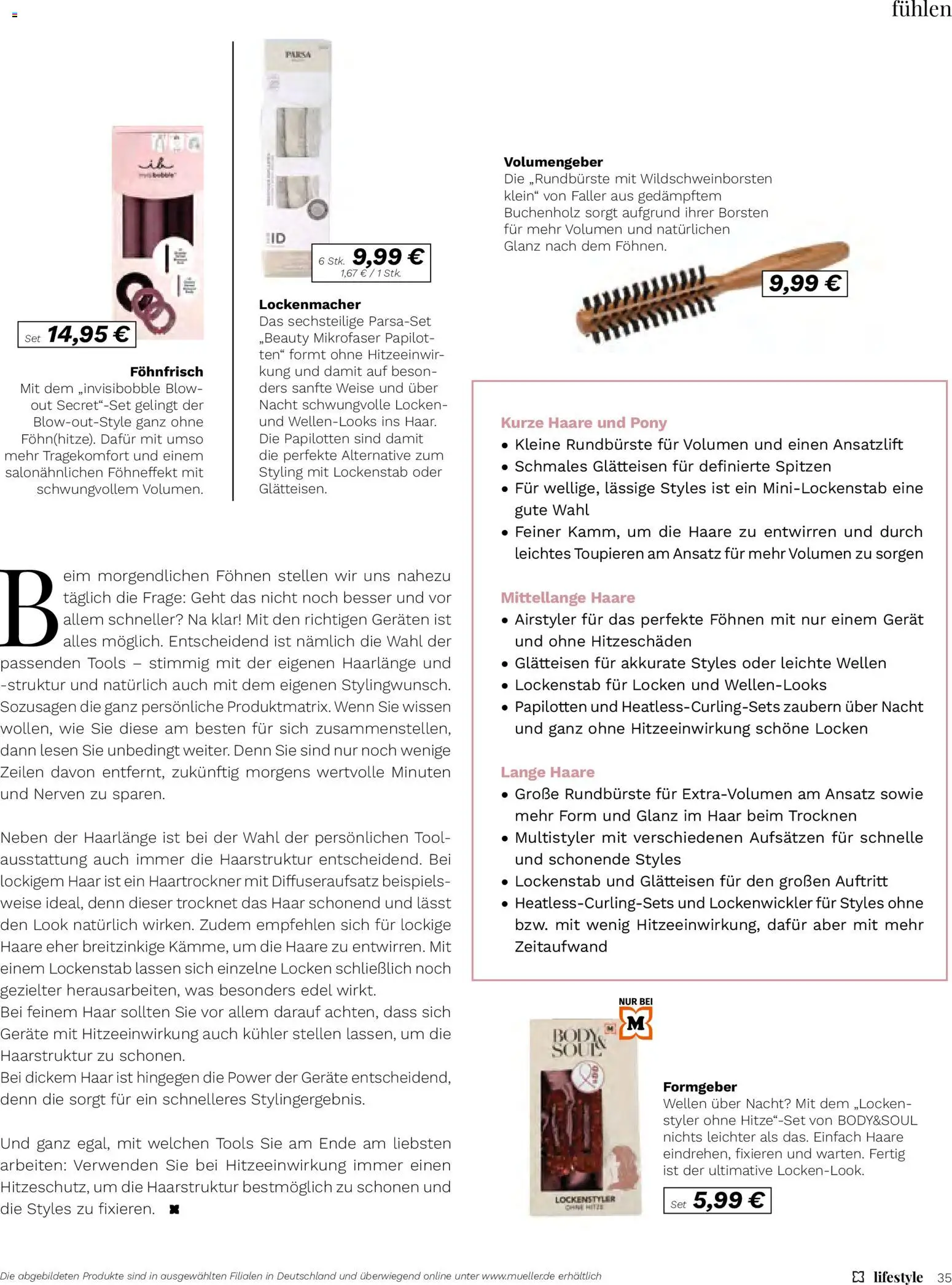 Müller Lifestyle – gültig ab 01.09.2026 | Seite: 35 | Produkte: Lockenstab, Haartrockner, Glätteisen
