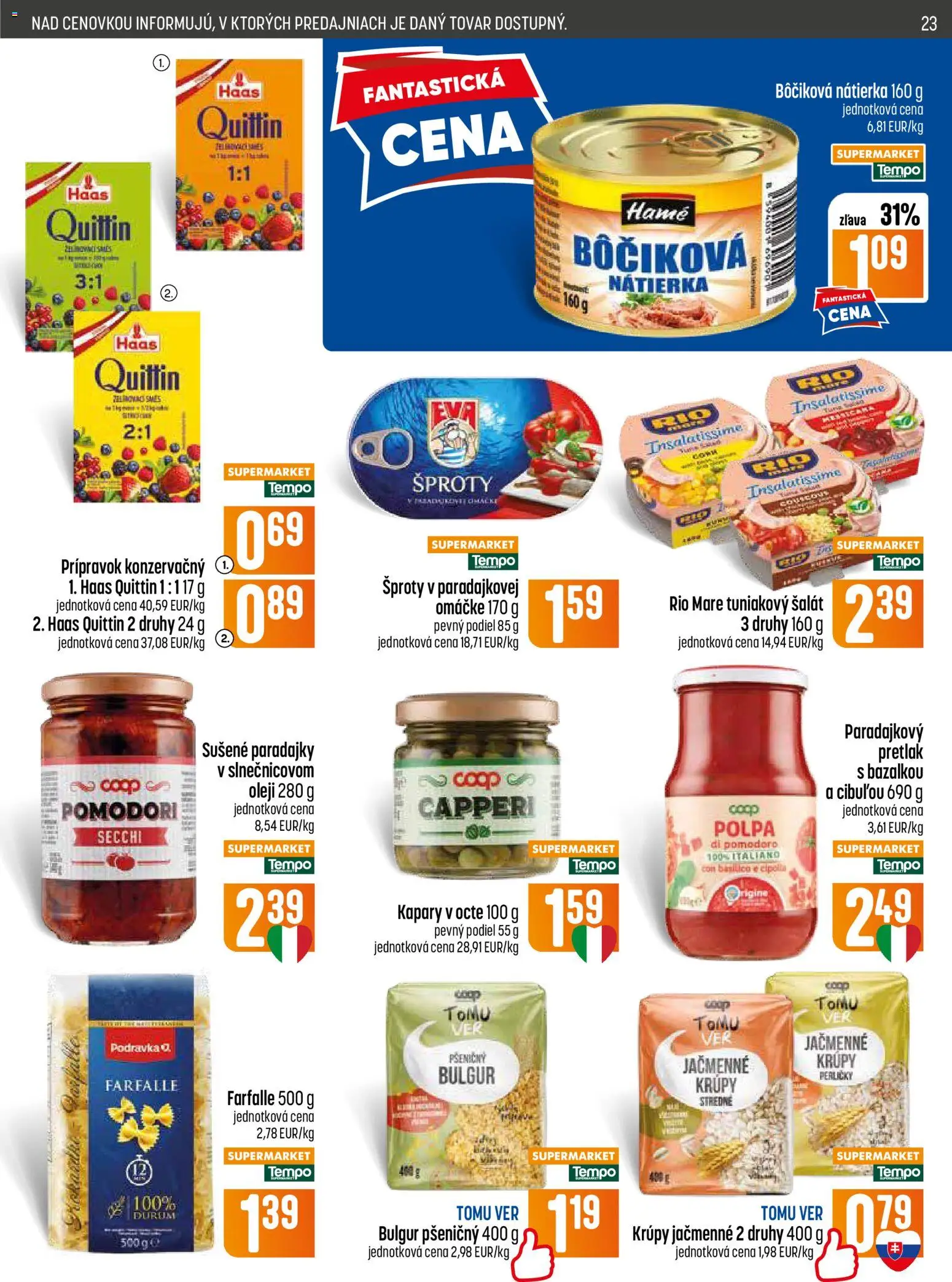 Nové COOP Jednota akcie – leták je platný od 11.06.2026 | Strana: 23 | Produkty: Paradajky, Rio Mare, Šalát