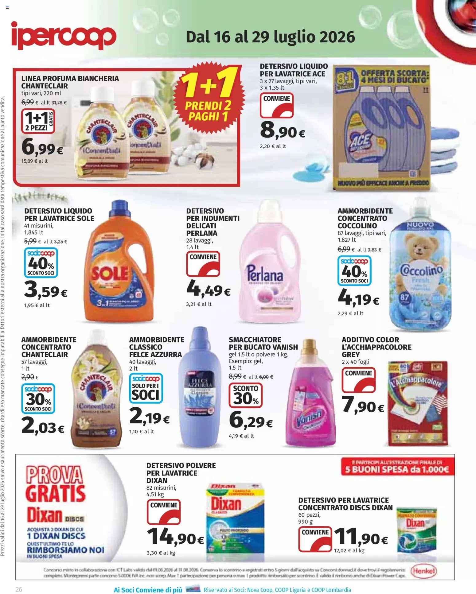Volantino Ipercoop del 16/07/2026 | Pagina: 26 | Prodotti: Ammorbidente, Smacchiatore, Tè, Data