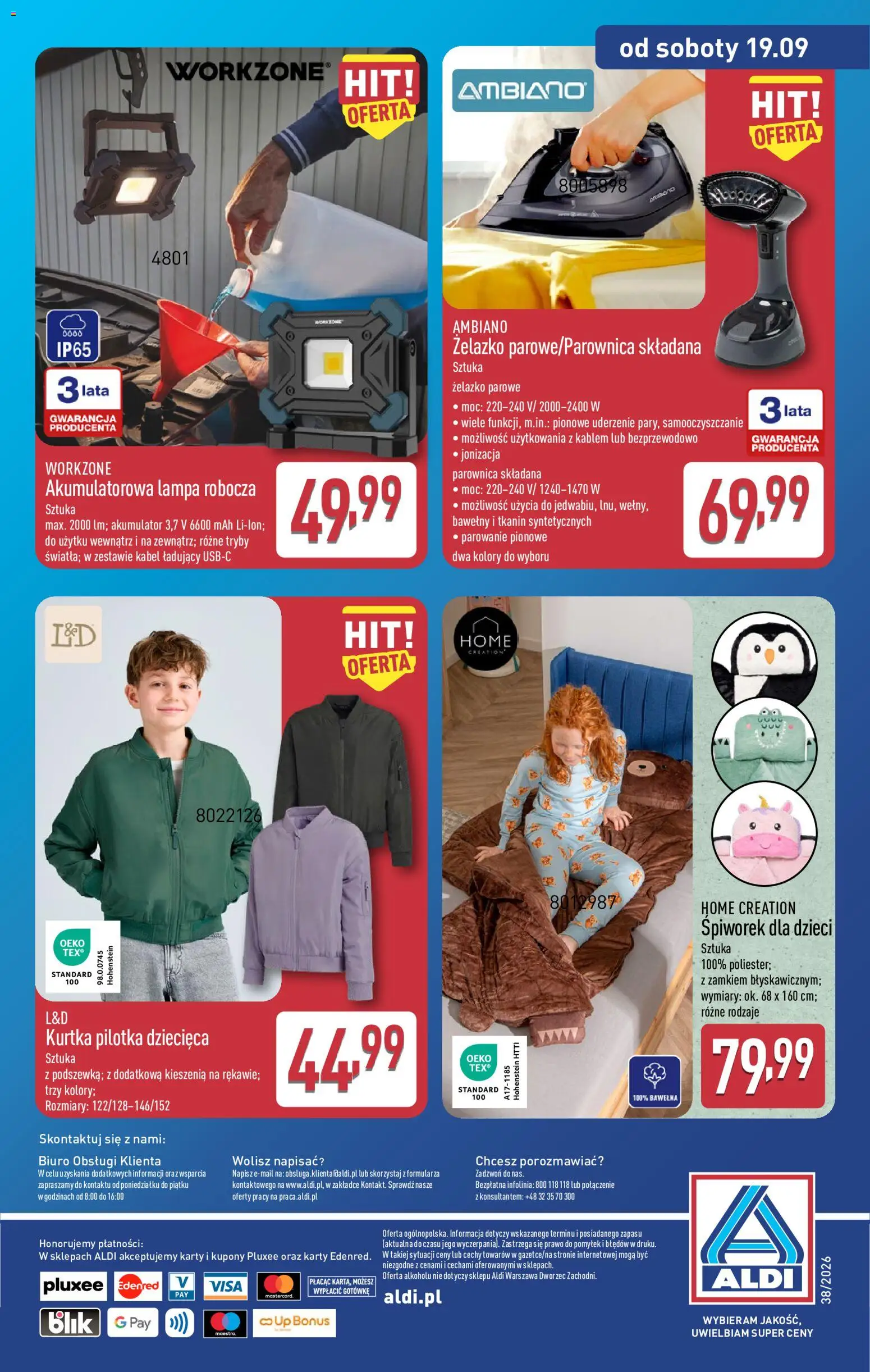 Aldi gazetka - Hity od Środy i od Soboty od 16.09.2026 | Strona: 18 | Produkty: Kabel, Lampa, Parownica, Ambiano