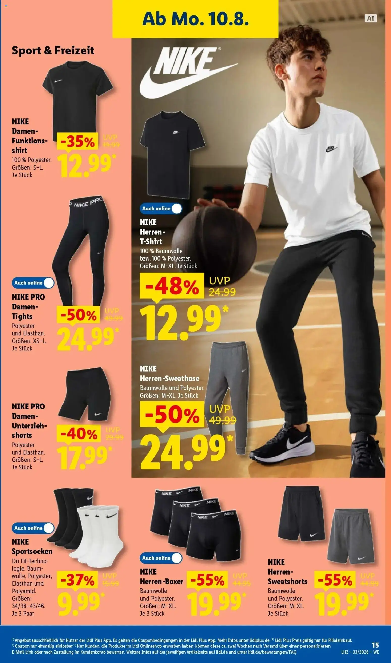 Lidl Prospekt Künzell – gültig ab 10.08.2026 | Seite: 33 | Produkte: Shirt, T-Shirt, Sweatshorts, Boxer