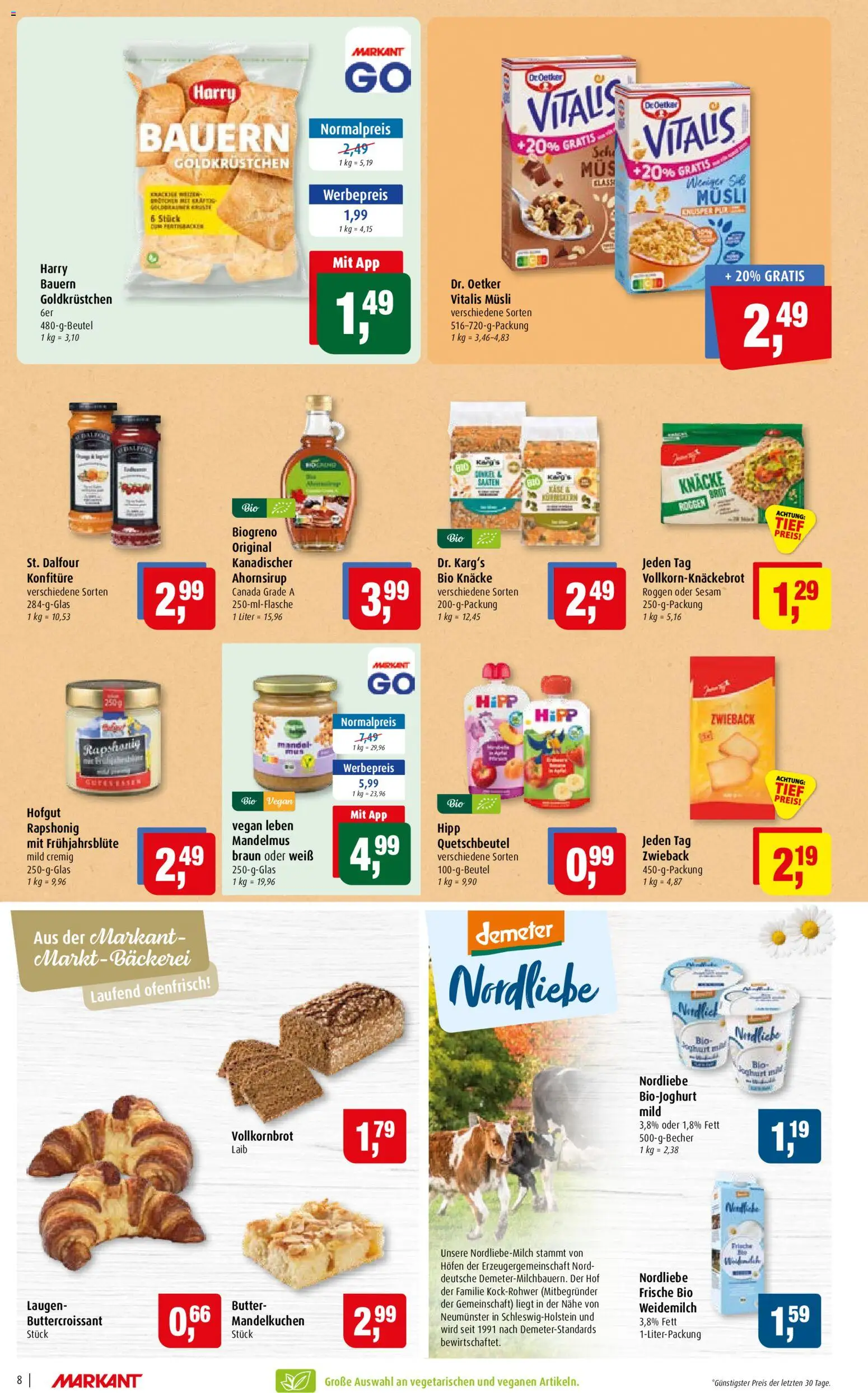 Markant Prospekt 	 – gültig ab 26.05.2026 | Seite: 8 | Produkte: Musli, Bäckerei, Butter, Vollkornbrot