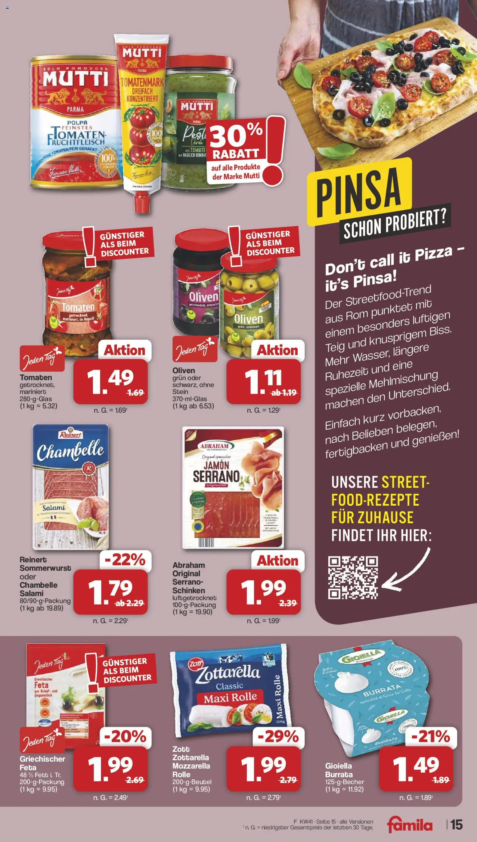 Famila Nordwest Prospekt – gültig ab 05.10.2026 | Seite: 15 | Produkte: Rapsöl, Mozzarella, Tomaten, Pizza