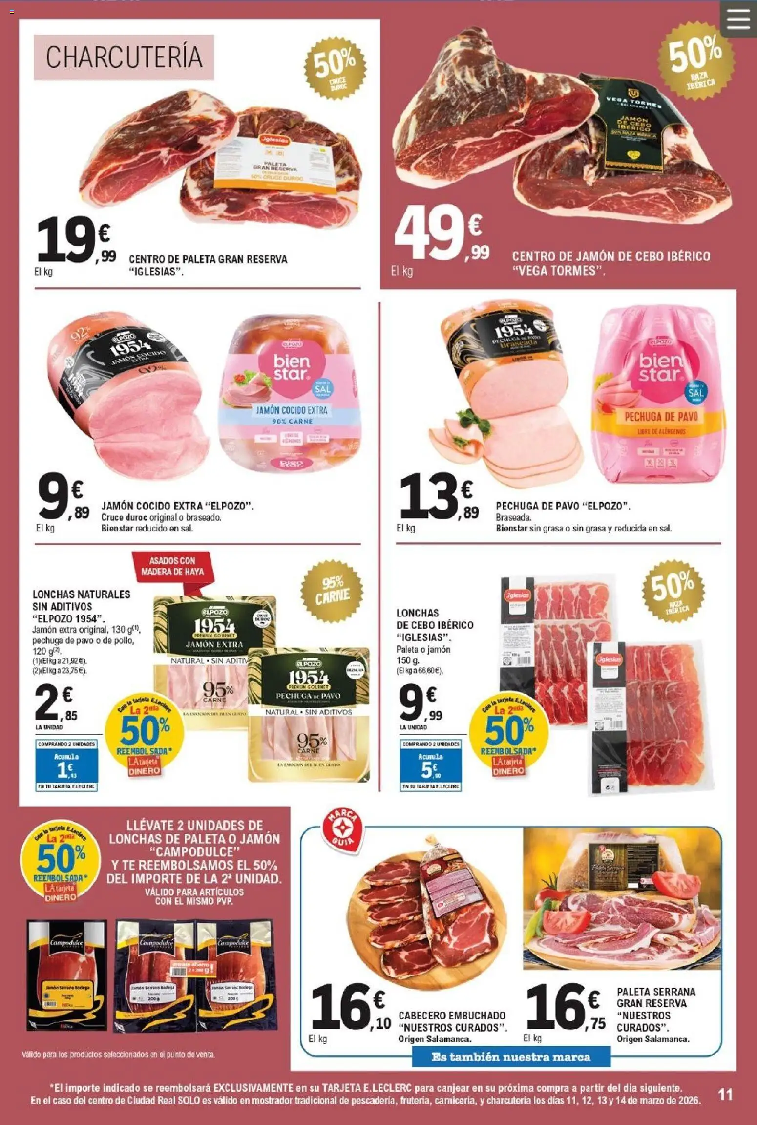 E.Leclerc folleto │ válido desde el 11/03/2026 | Página: 11 | Productos: Jamón serrano, Jamón, Té, Marco