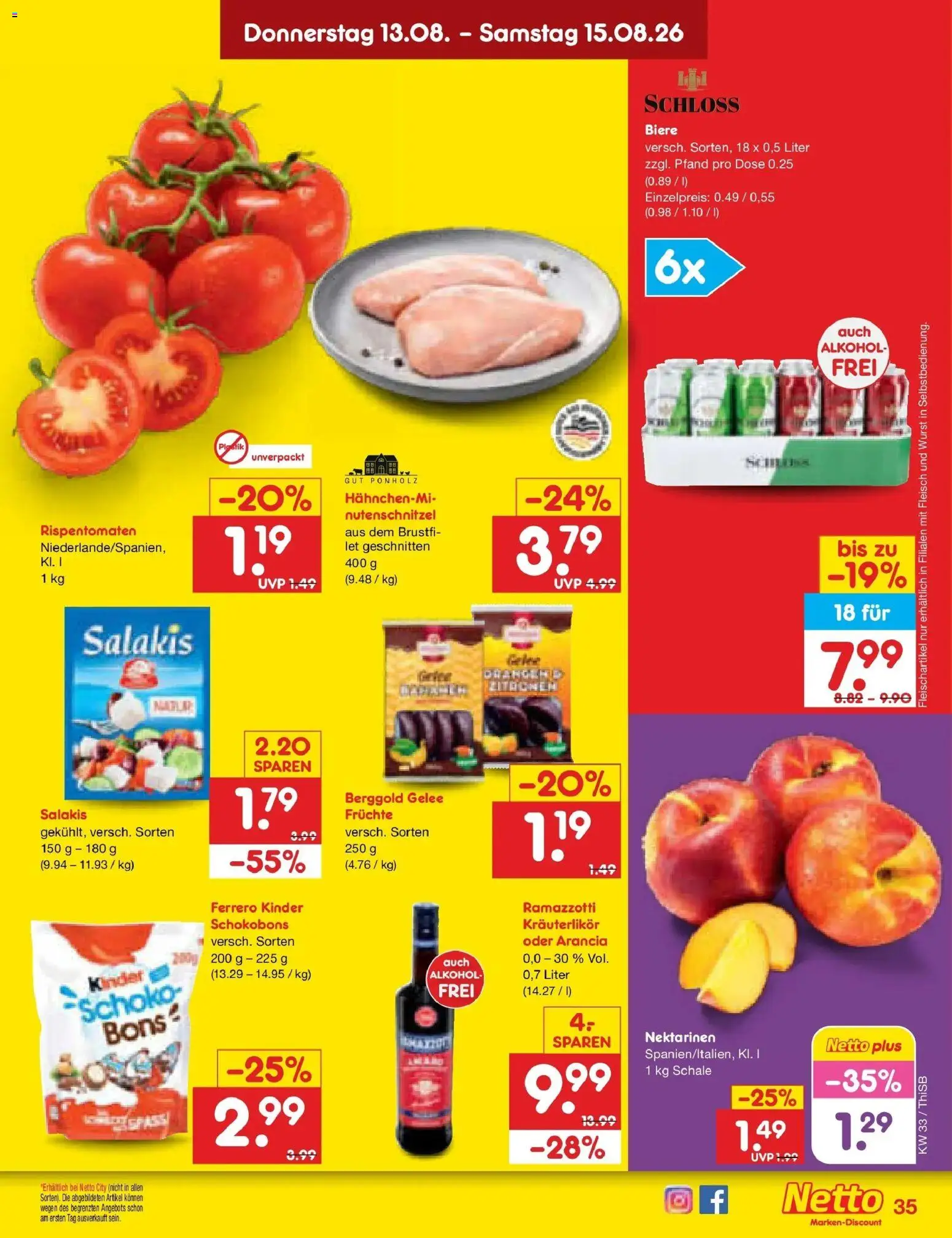 Netto Marken-Discount Prospekt Pirna (ab 10.08.2026) » Angebote | Seite: 49 | Produkte: Nektarinen, Alkohol, Salakis, Fleisch