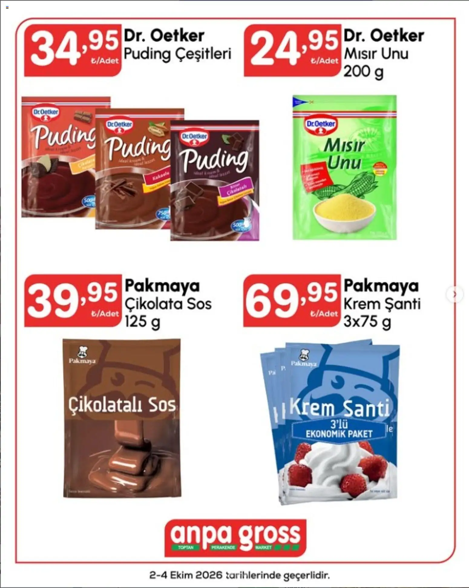 Anpa Gross Katalog - 02 Ekim 2026 tarihinden itibaren geçerlidir | Sayfa: 7 | Ürünler: Krem, Çikolata, Sos, Mısır