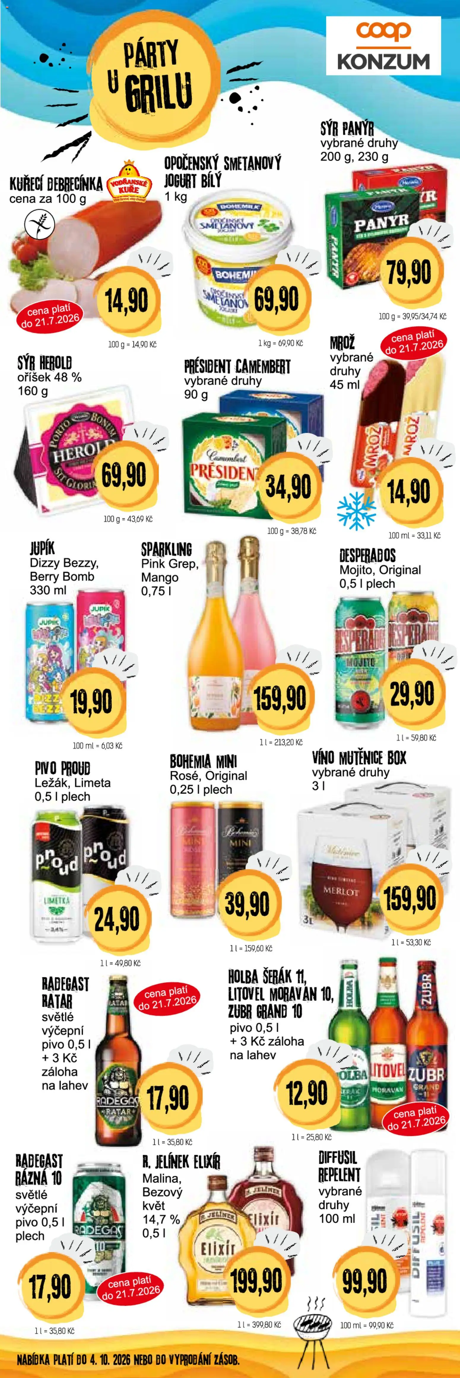 Konzum leták od 08.07.2026 | Strana: 4 | Produkty: Mango, Sýr, Mojito, Kuře