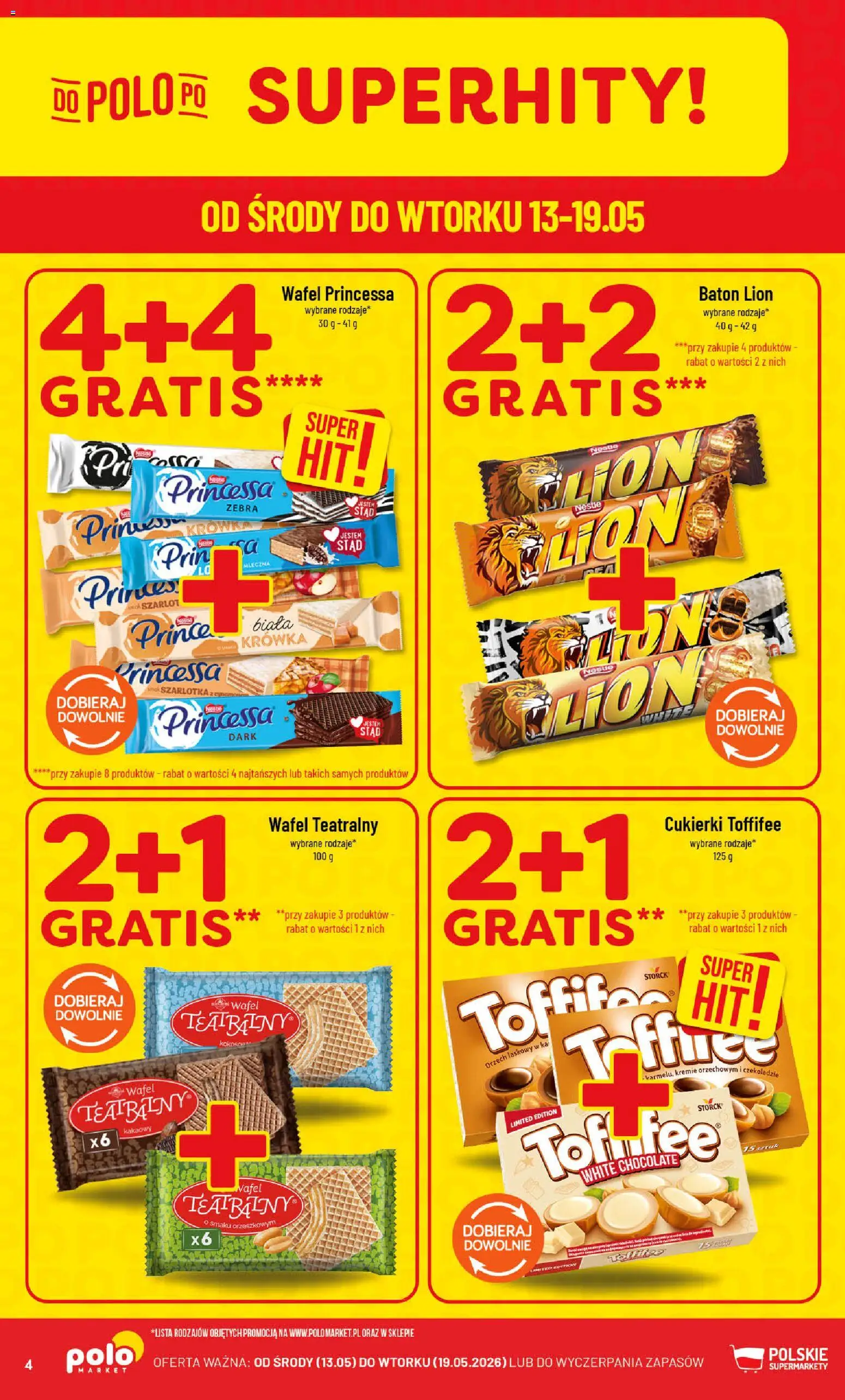 POLOmarket gazetka od 13.05.2026 | Strona: 4 | Produkty: Krowka, Toffifee, Baton, Cukierki