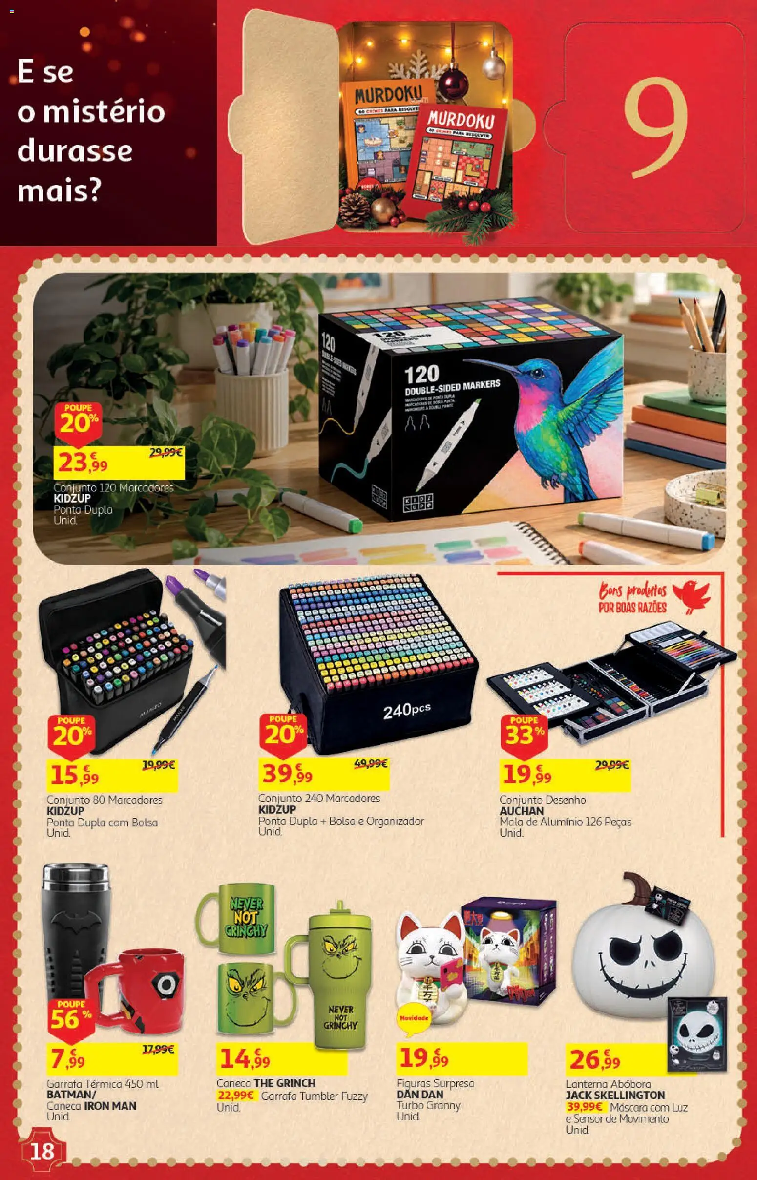 Auchan Presentes │ válido de 01/11/2026 | Página: 18 | Produtos: Bolsa, Garrafa térmica, Caneca, Organizador