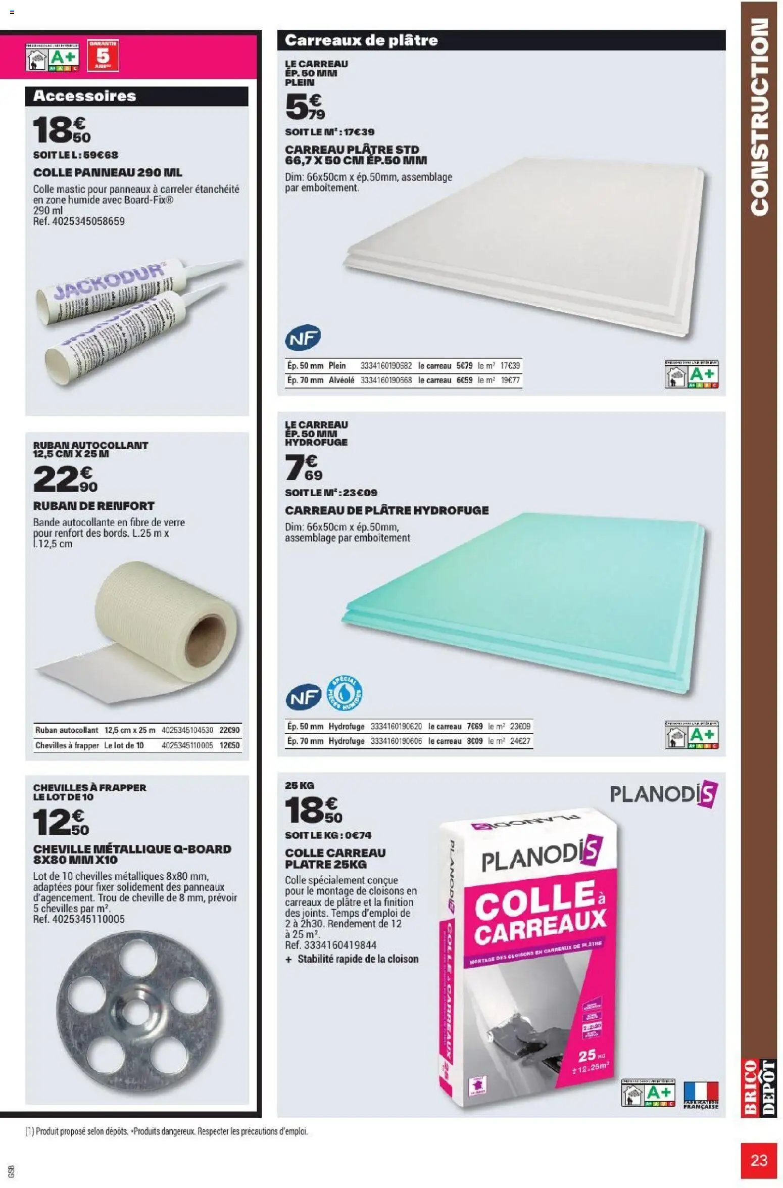 {H1} | Page: 23 | Produits: Plâtre, Colle