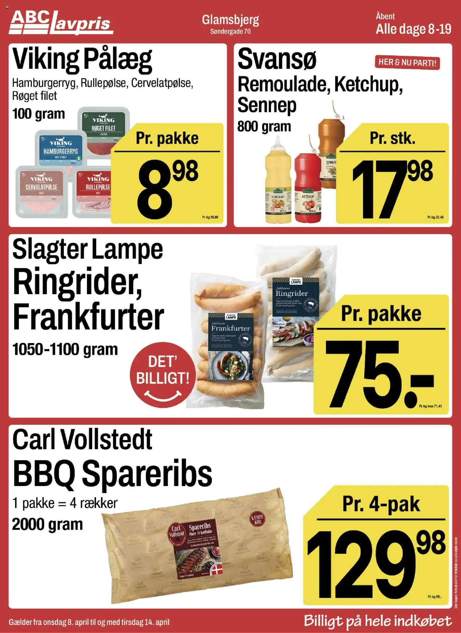 Abc Lavpris tilbudsavis – gyldig fra 08.04.2026 | Side: 5 | Produkter: Pålæg, Spareribs, Sennep, Hamburgerryg