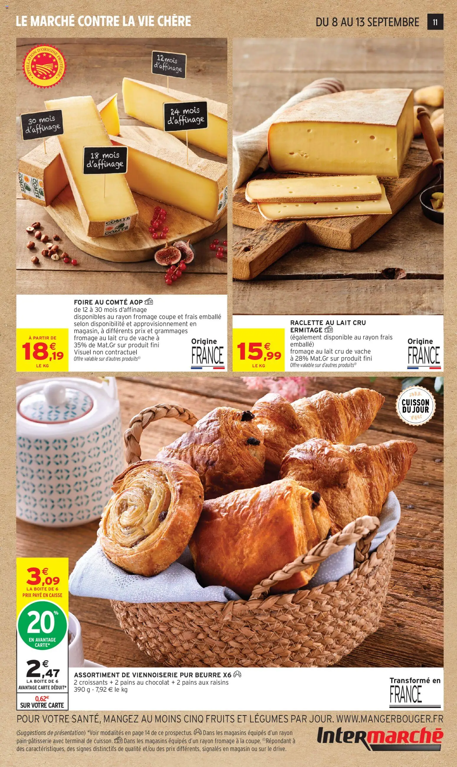 {H1} | Page: 11 | Produits: Raisins, Raclette, Comté aop, Lait